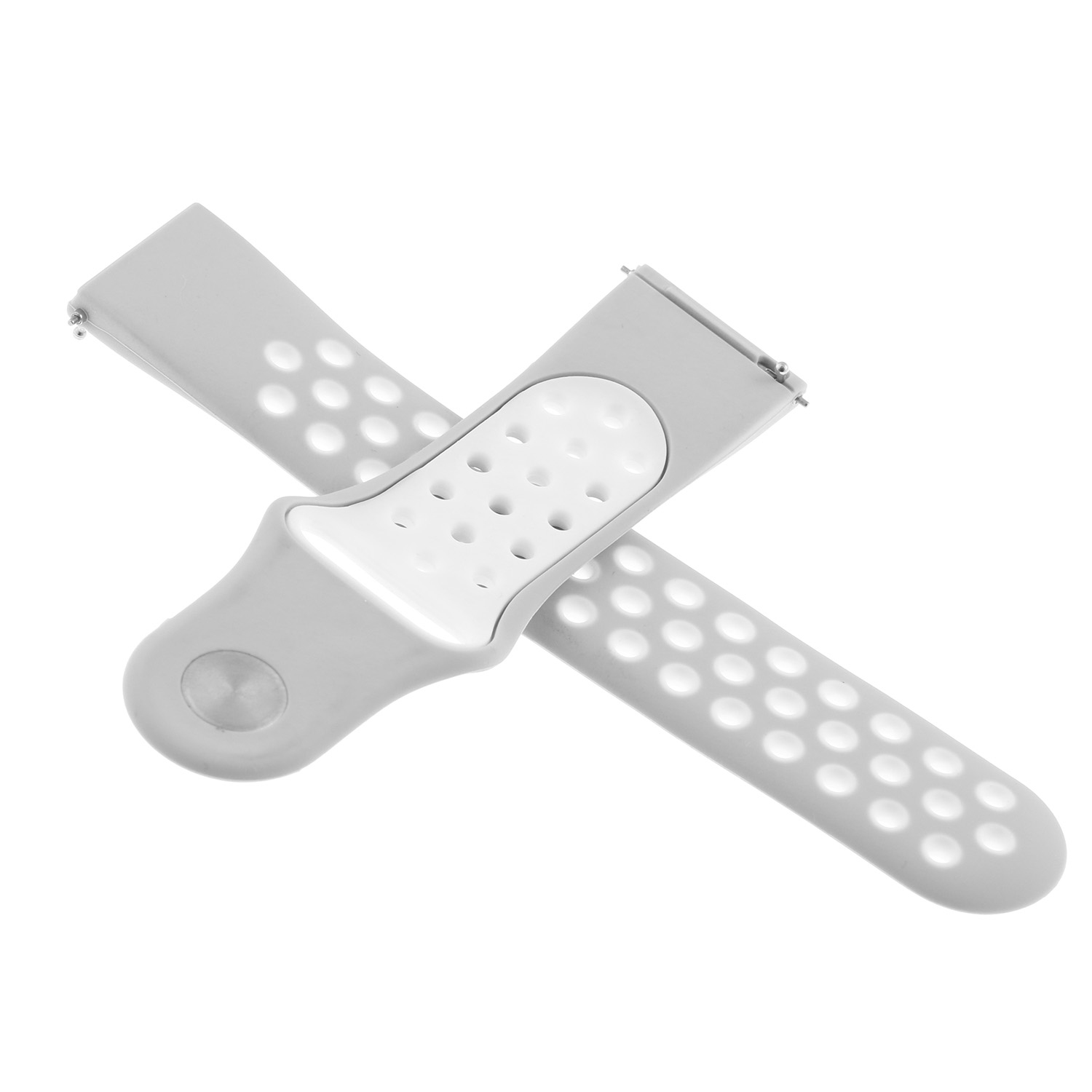 StrapsCo Perforated Silicone Rubber Watch Band - Quick Release Strap for Fitbit Versa - Short-Medium - Grey & White