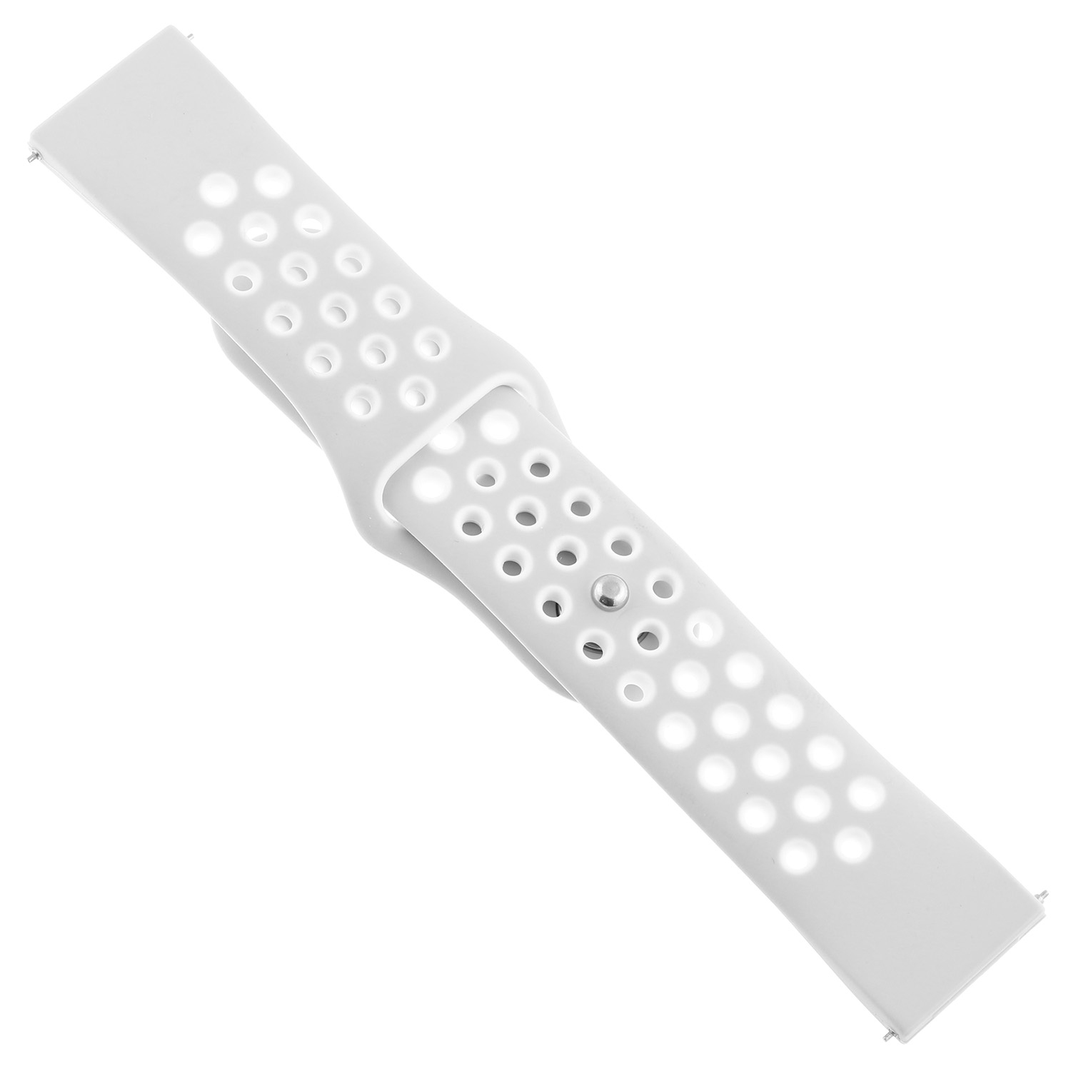 StrapsCo Perforated Silicone Rubber Watch Band - Quick Release Strap for Fitbit Versa - Short-Medium - Grey & White