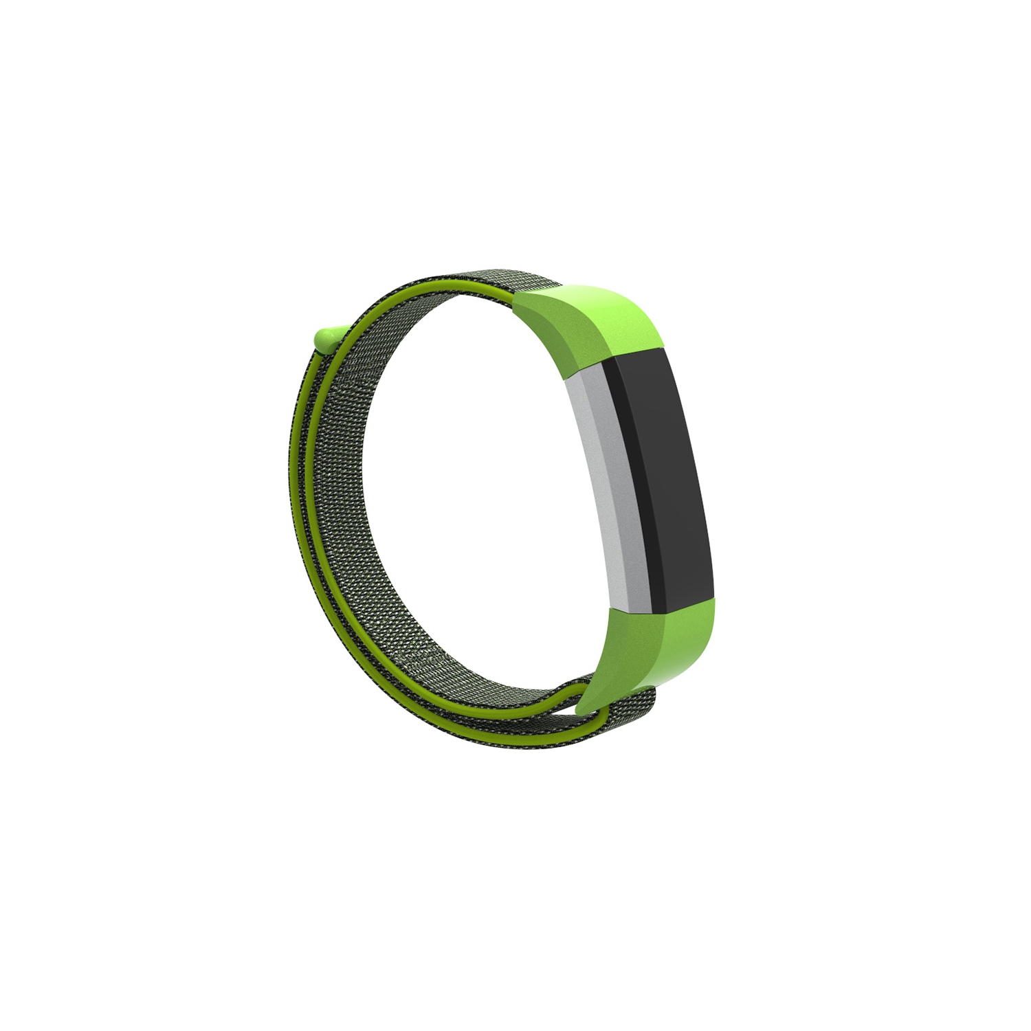 StrapsCo Woven Nylon Watch Band Strap for Fitbit Alta & Alta HR - Neon Green & Grey