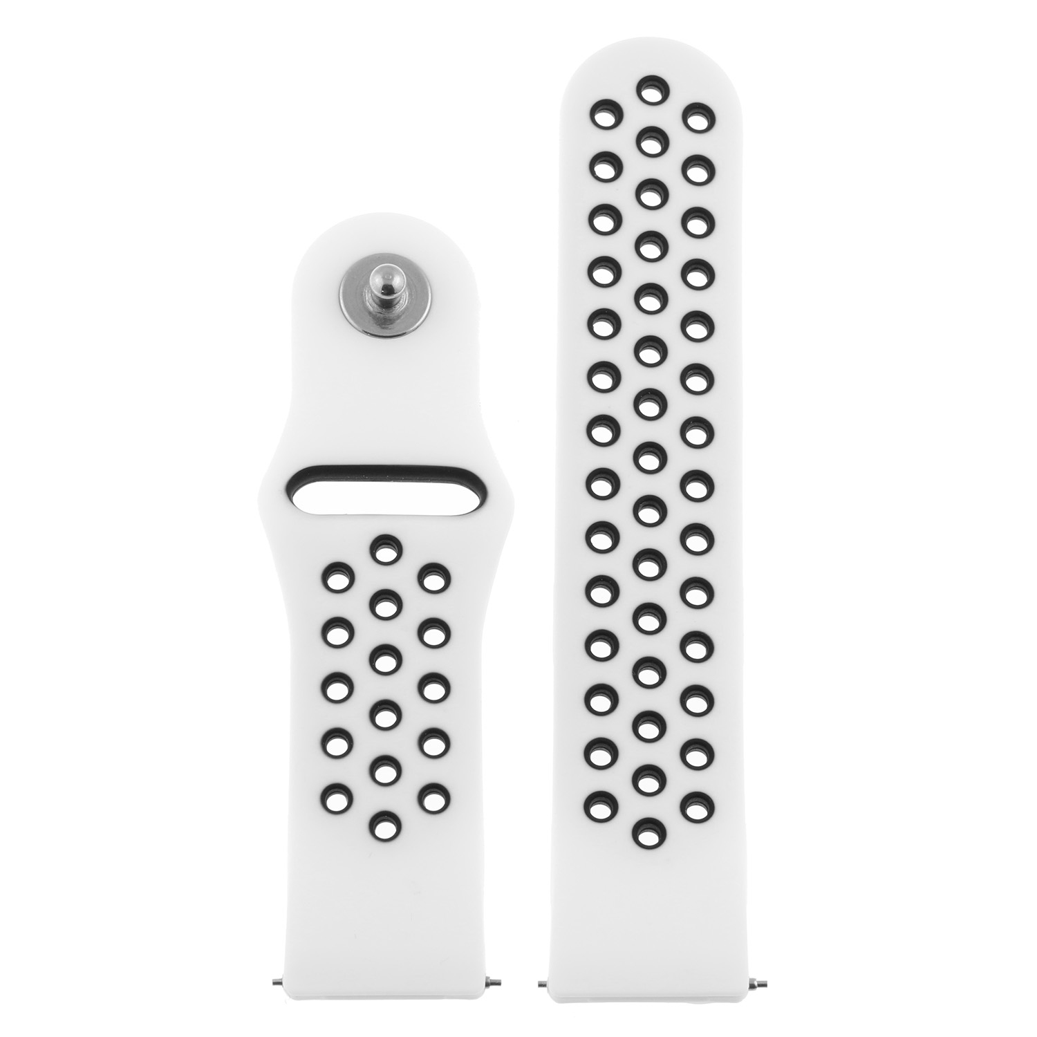 StrapsCo Perforated Silicone Rubber Watch Band - Quick Release Strap for Fitbit Versa - Medium-Long - White & Black