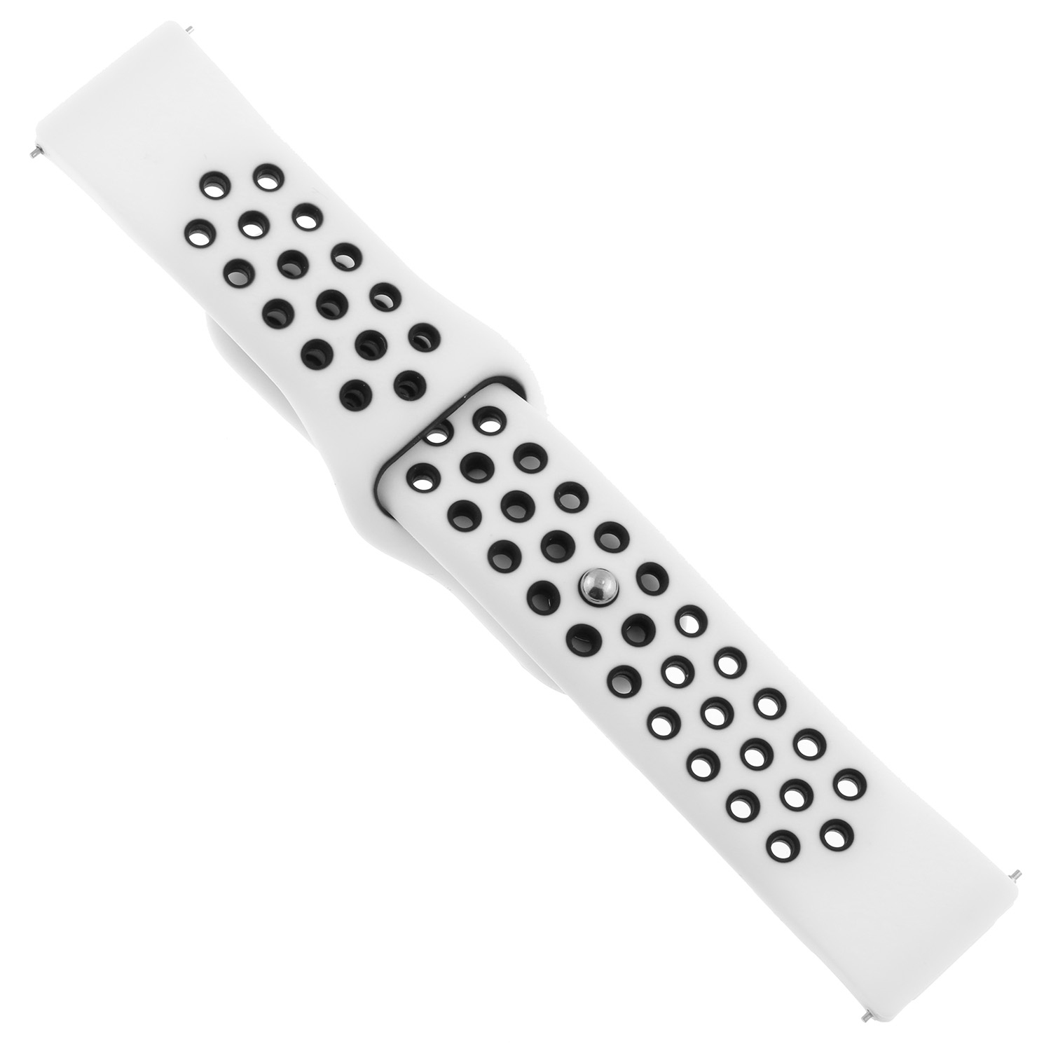 StrapsCo Perforated Silicone Rubber Watch Band - Quick Release Strap for Fitbit Versa - Medium-Long - White & Black