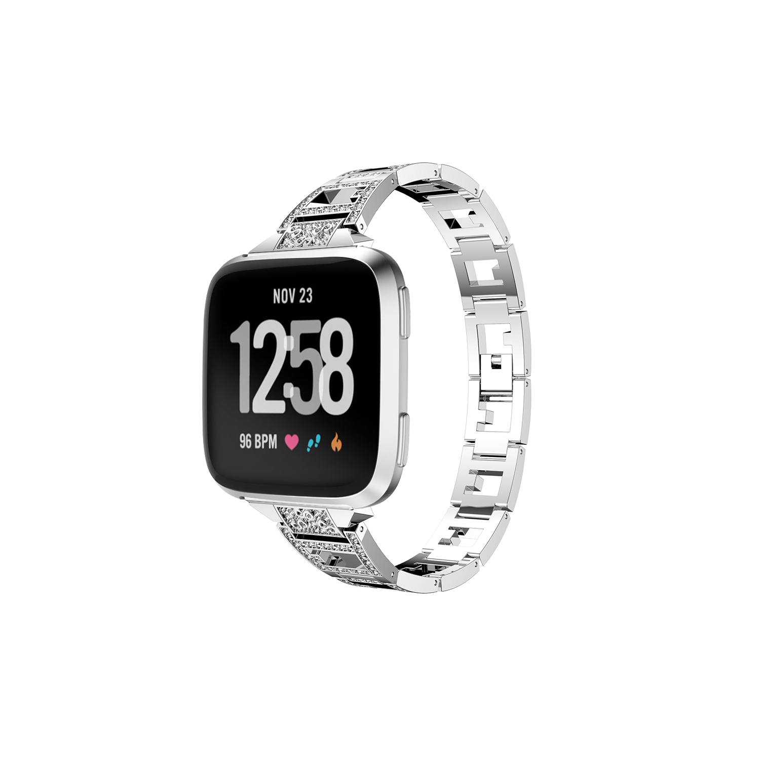 StrapsCo Alloy Watch Bracelet Band Strap with Rhinestones for Fitbit Versa