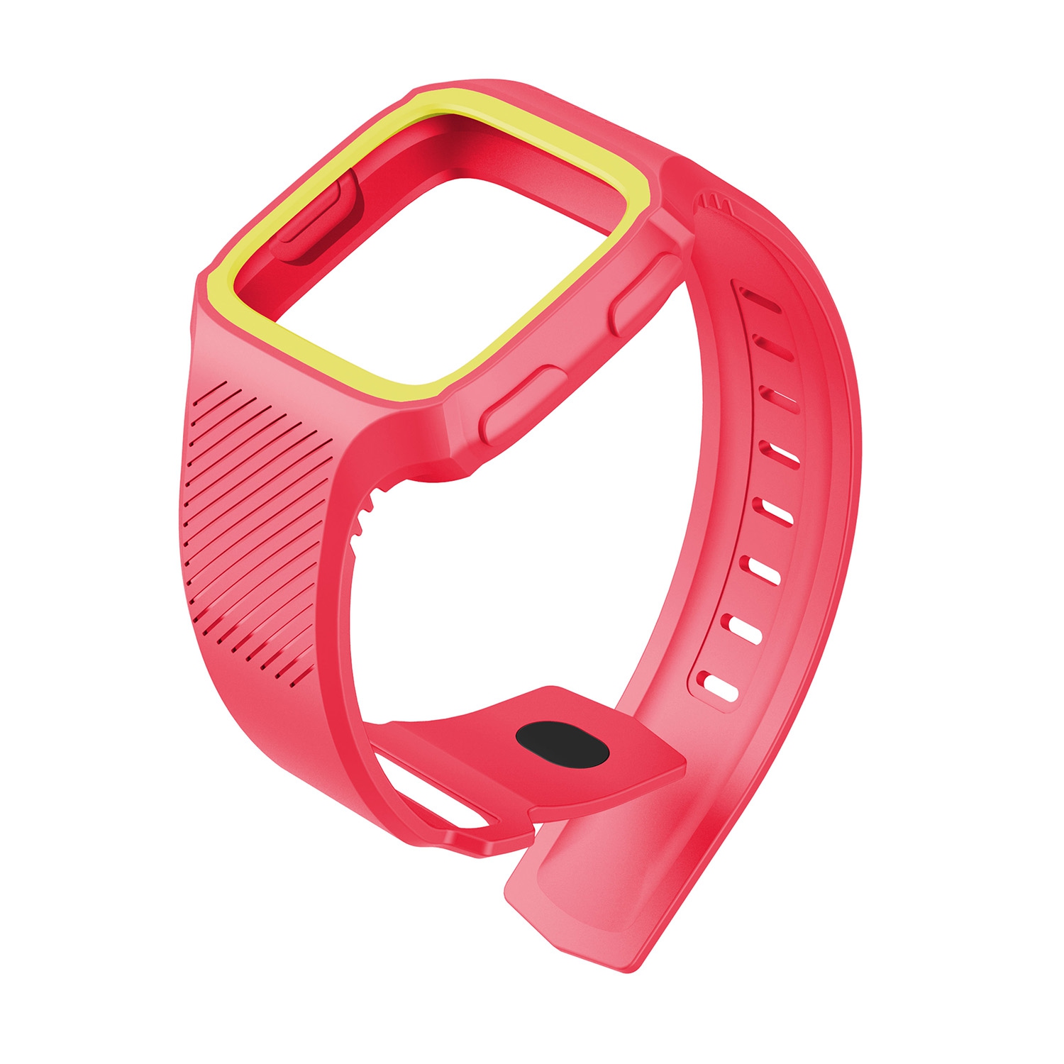 StrapsCo Silicone Rubber Watch Band Strap with Case Protector for Fitbit Versa - Rose & Yellow