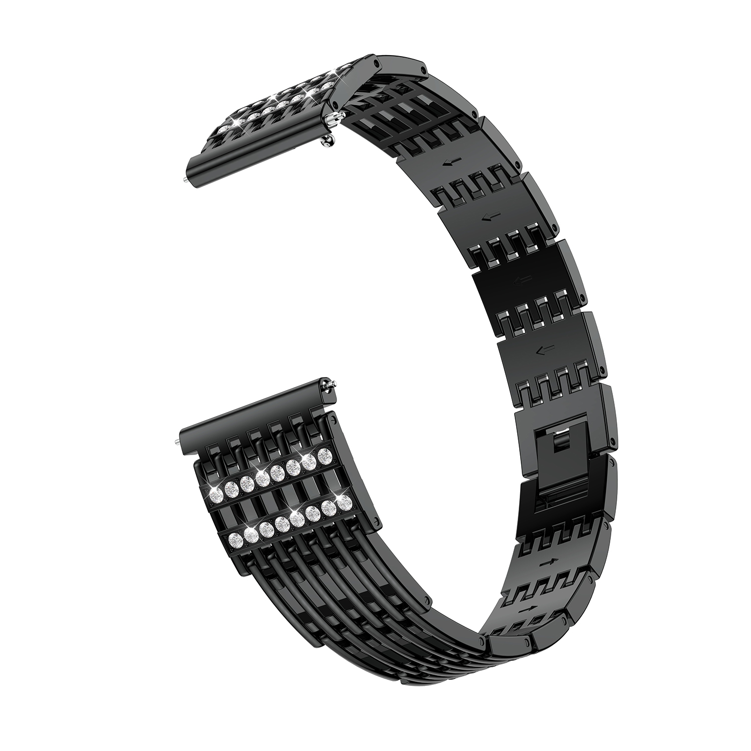 StrapsCo Alloy Watch Bracelet Band Strap with Rhinestones for Fitbit Versa - Black