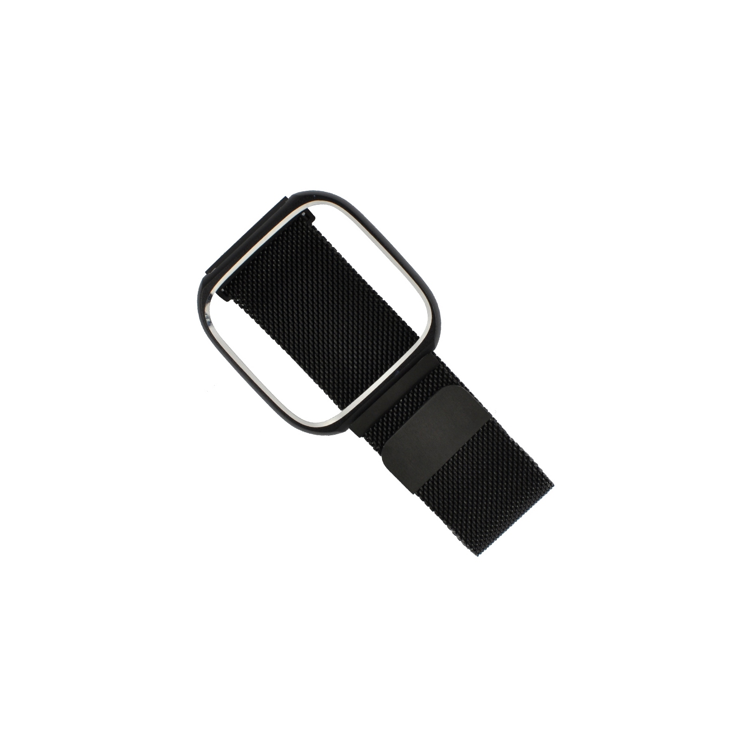 StrapsCo Stainless Steel Milanese Mesh Watch Band Strap with Case Protector for Fitbit Versa - Medium-Long - Black