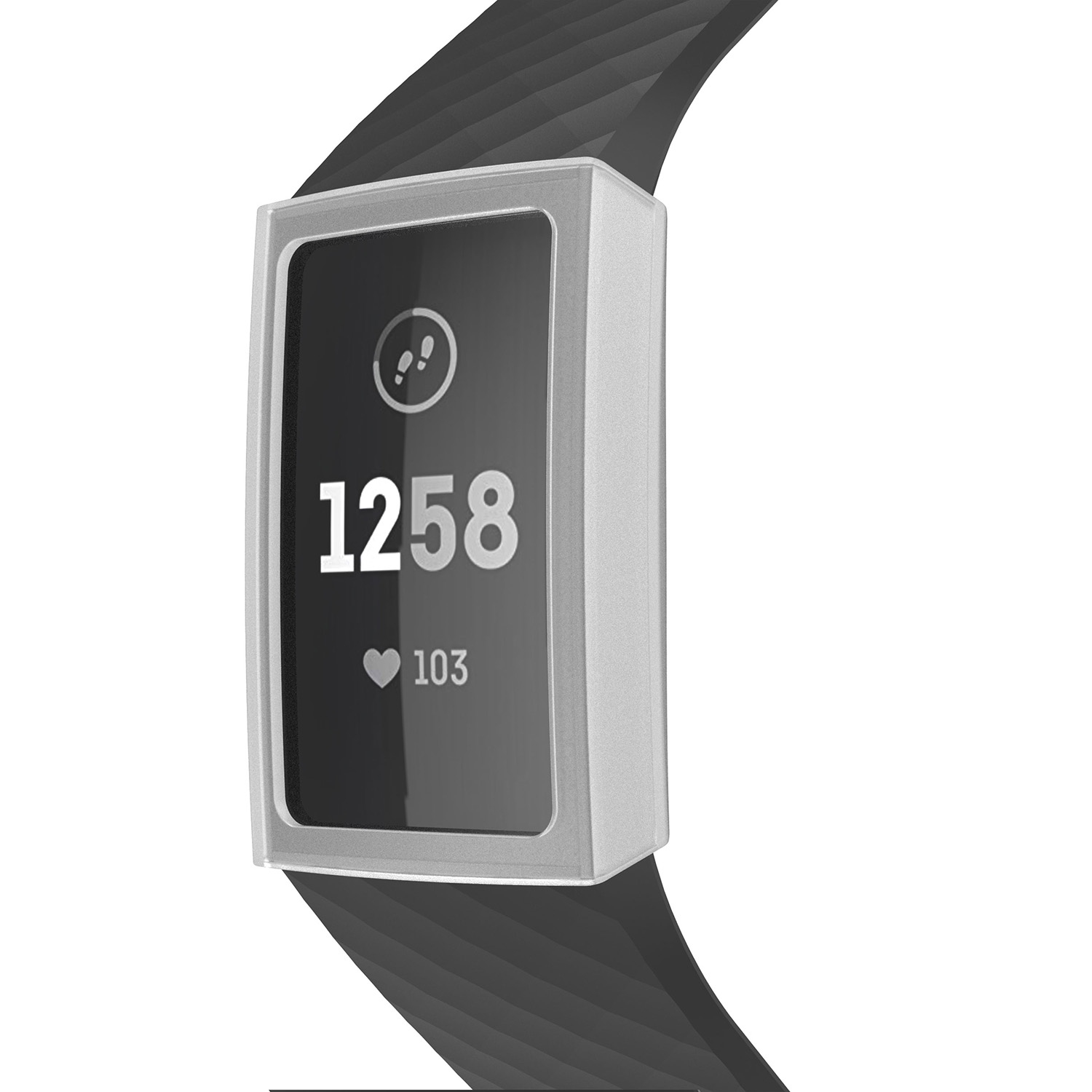 StrapsCo Silicone Rubber Protective Case for Fitbit Charge 3 - White