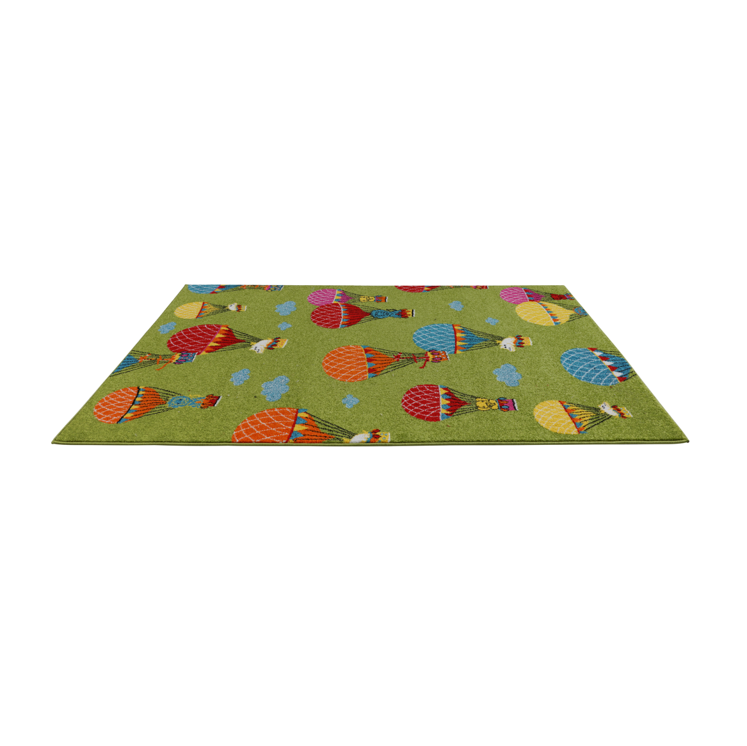 Tapis de tapis coloré avec des ballons, parachute, animaux, vert, coloré, mignon