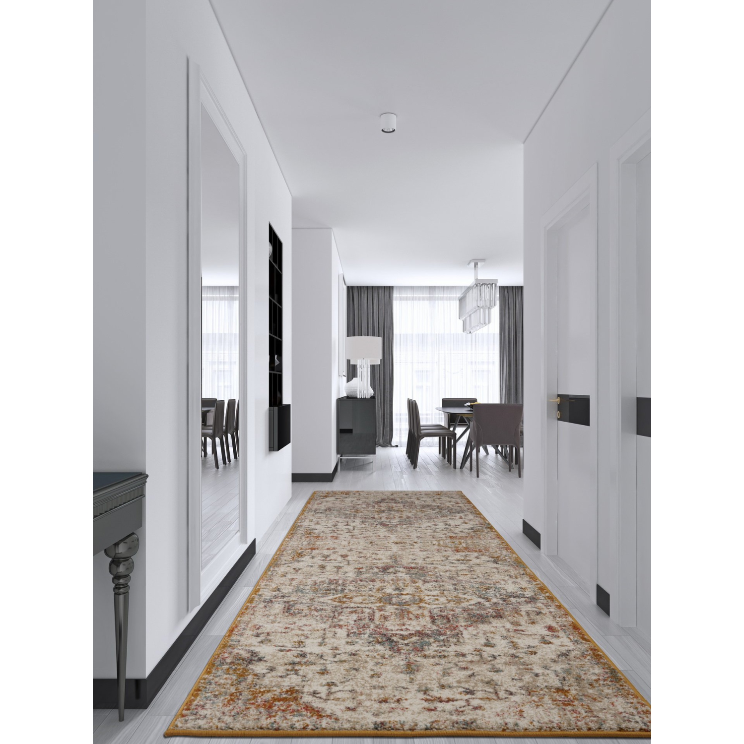 Cream Red Blue Ottoman Antique Traditional Durable Indoor Runner Rug Carpet 3x10 Size 2'7" x 9'10"