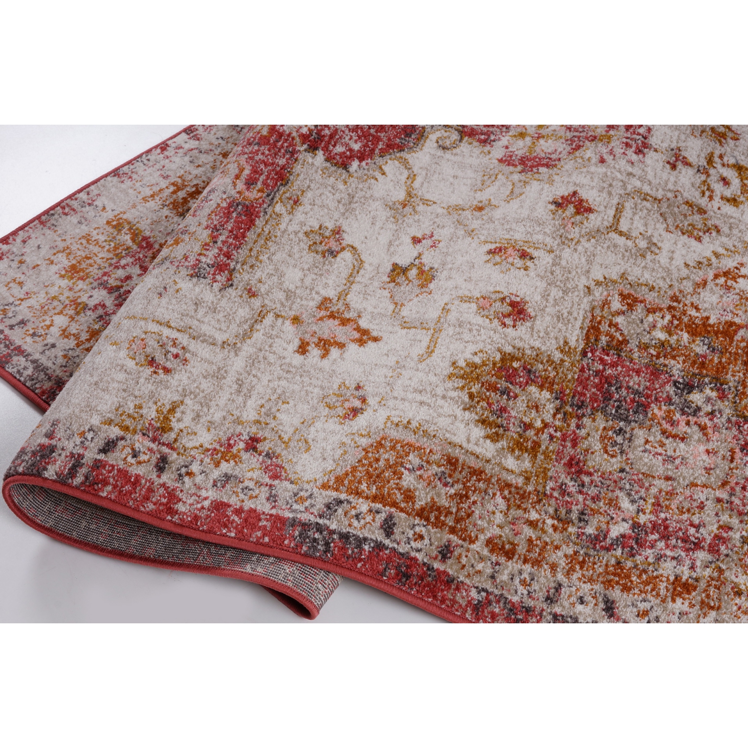 Pouf rouge Terra antique Tapis doux pour salon 8 x 10 pi 7 10 po x 10 pi 5 po