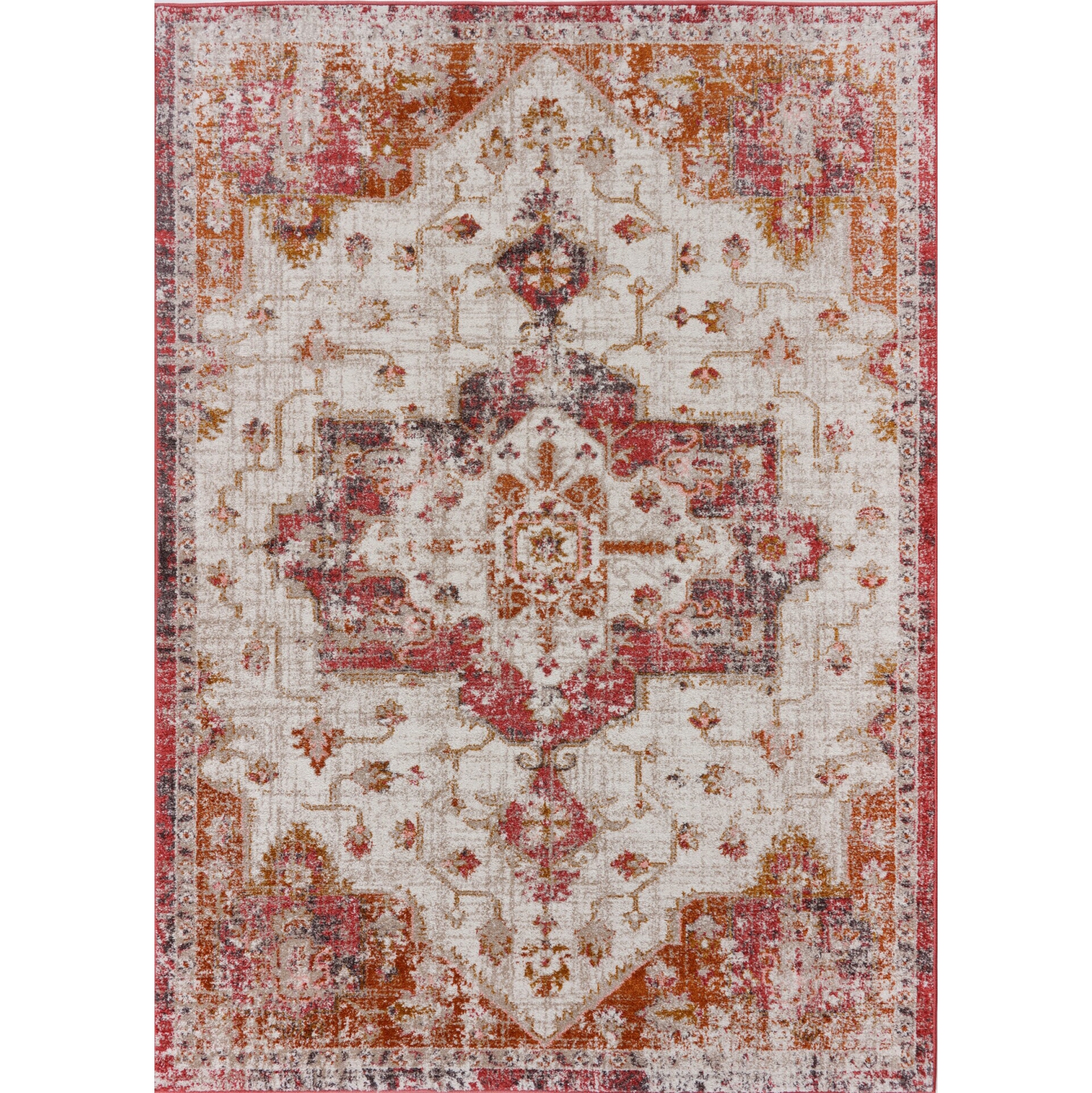 Cream Red Ottoman Terra Antique Area Rug Soft Carpet For Living Room 7x9 Size 6'7" x 9'2"