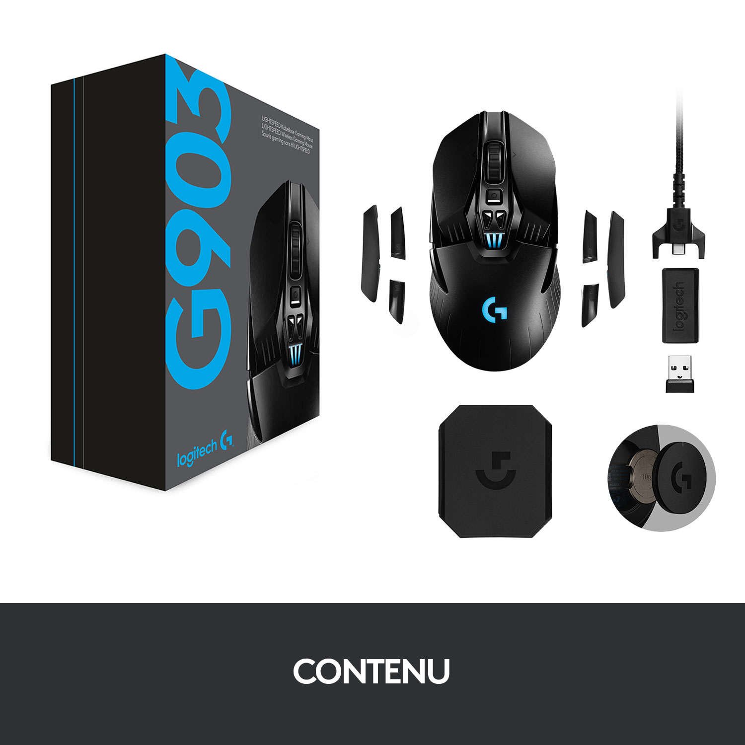 Logitech G903 HERO 25600 DPI Wireless Optical Gaming Mouse - Black