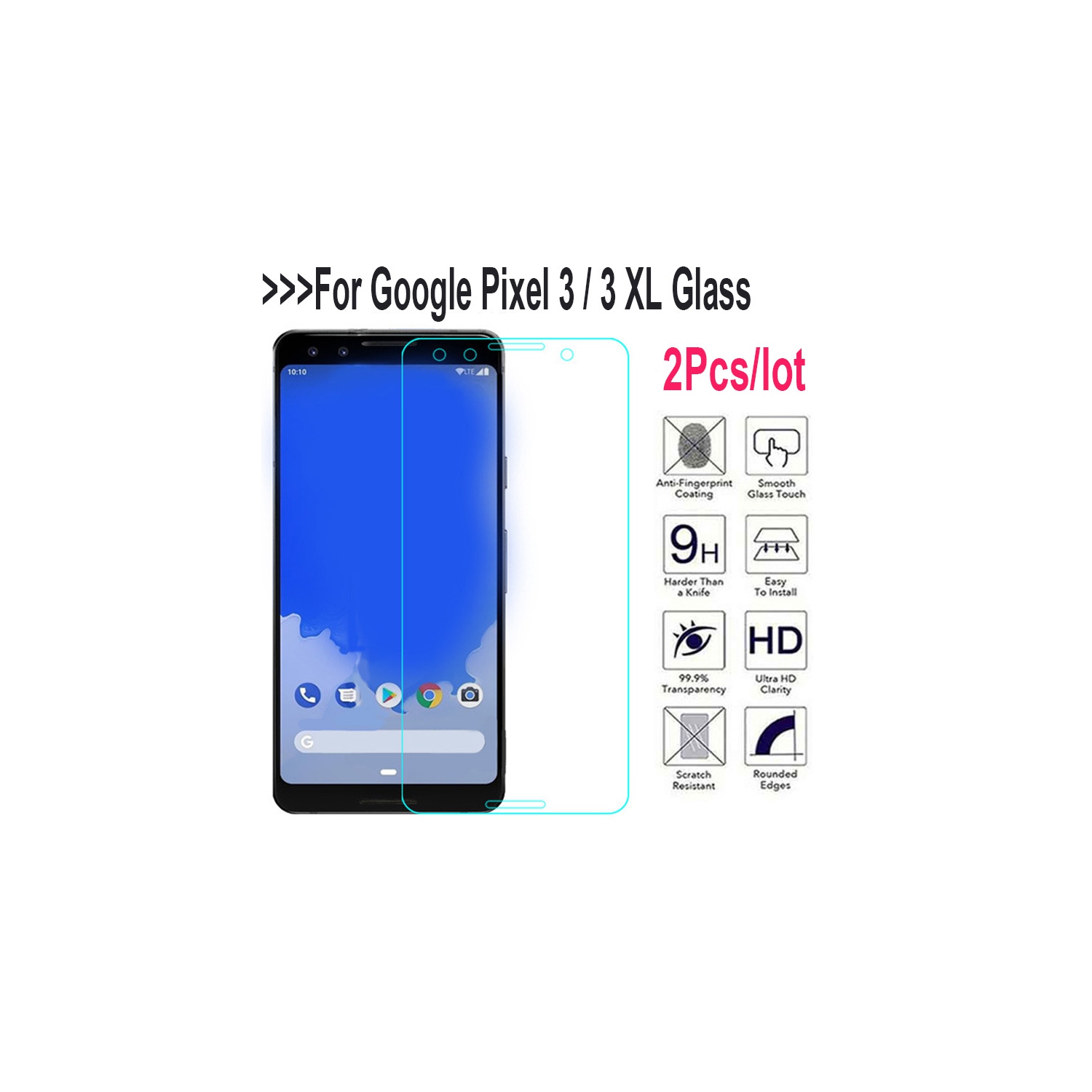 [Paquet de 2] Protecteur d'écran en verre trempé CSmart Premium pour Pixel 3 XL de Google, sans bulles et sans étui