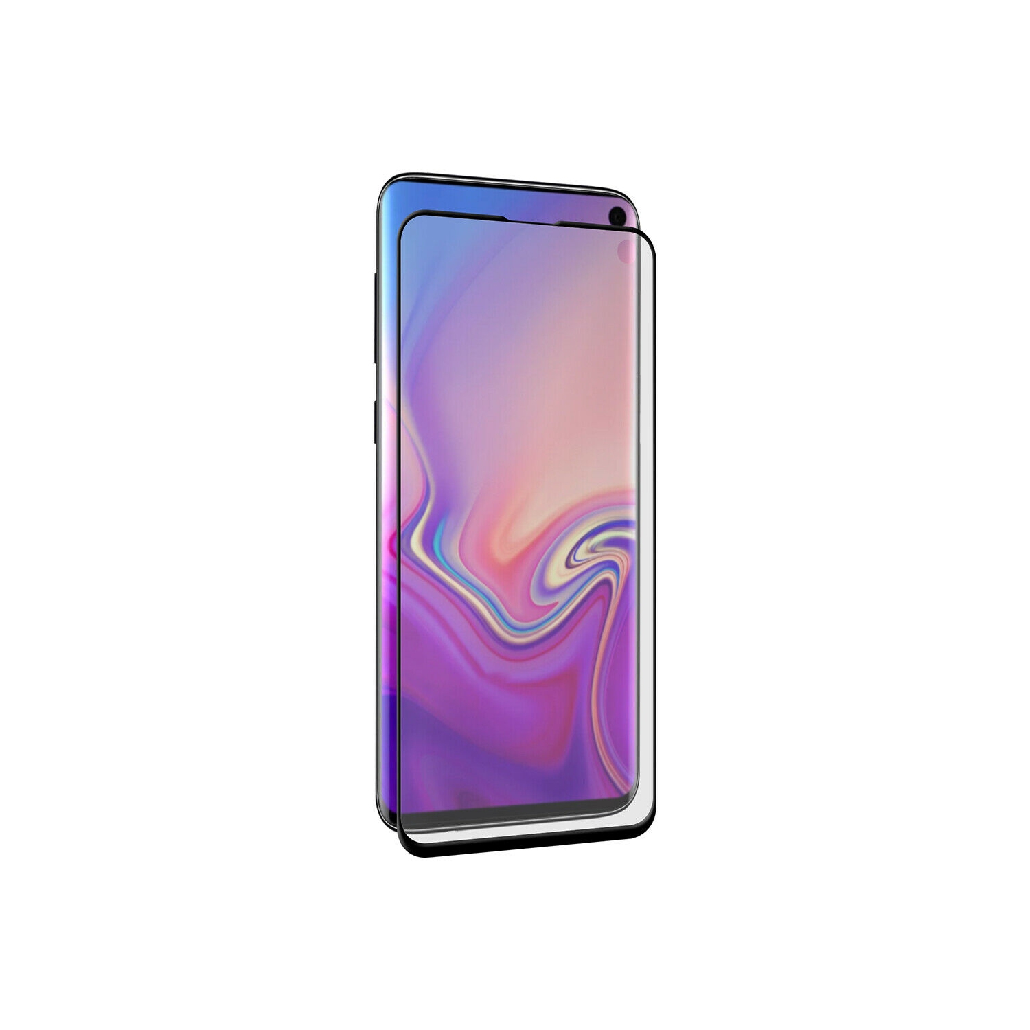 [CSmart] – Protecteur d’écran incurvé en verre trempé à couverture complète 3D compatible avec les étuis pour Galaxy S10 de Samsung, noir