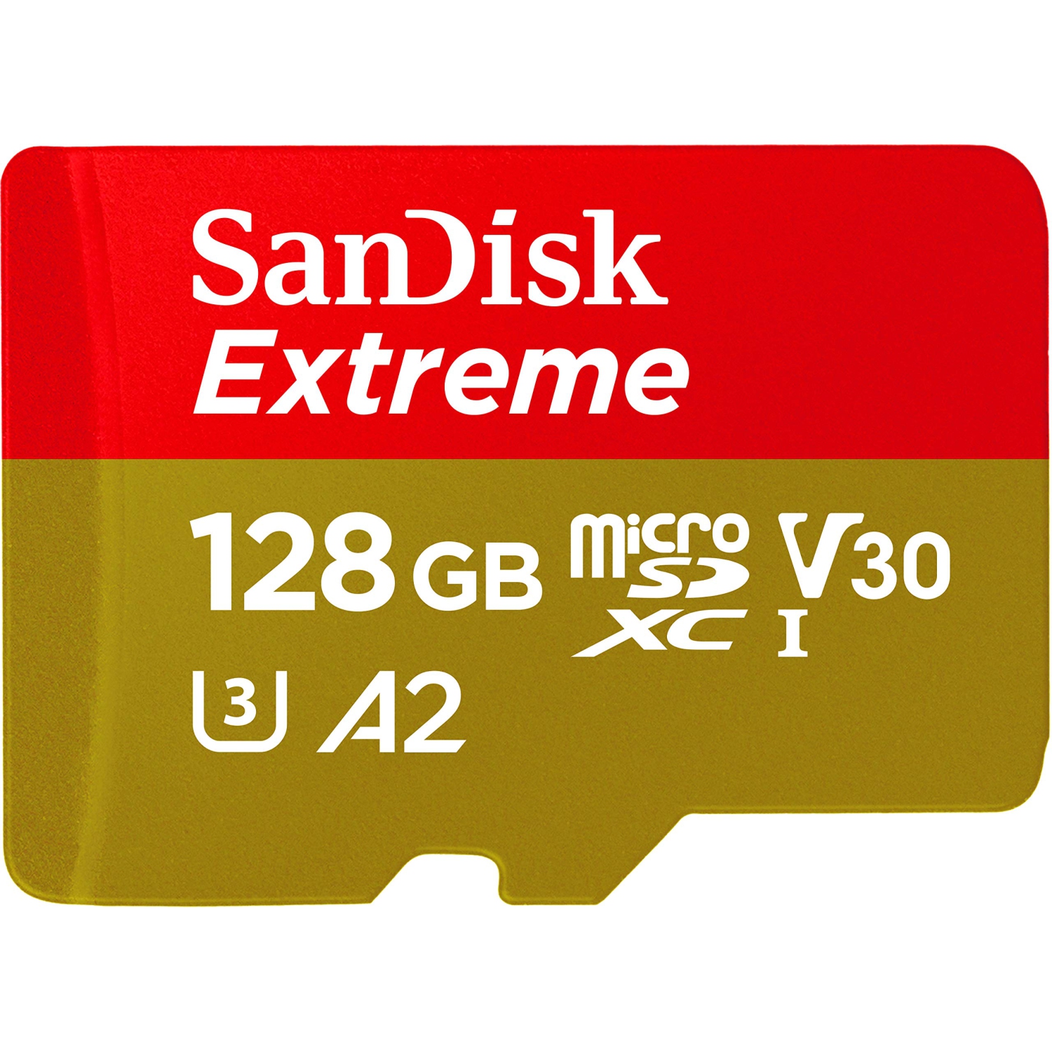 SanDisk 128GB Extreme microSDXC UHS-I Memory Card with Adapter - C10, U3, V30, 4K, A2, Micro SD - SDSQXA1-128G-GN6MA