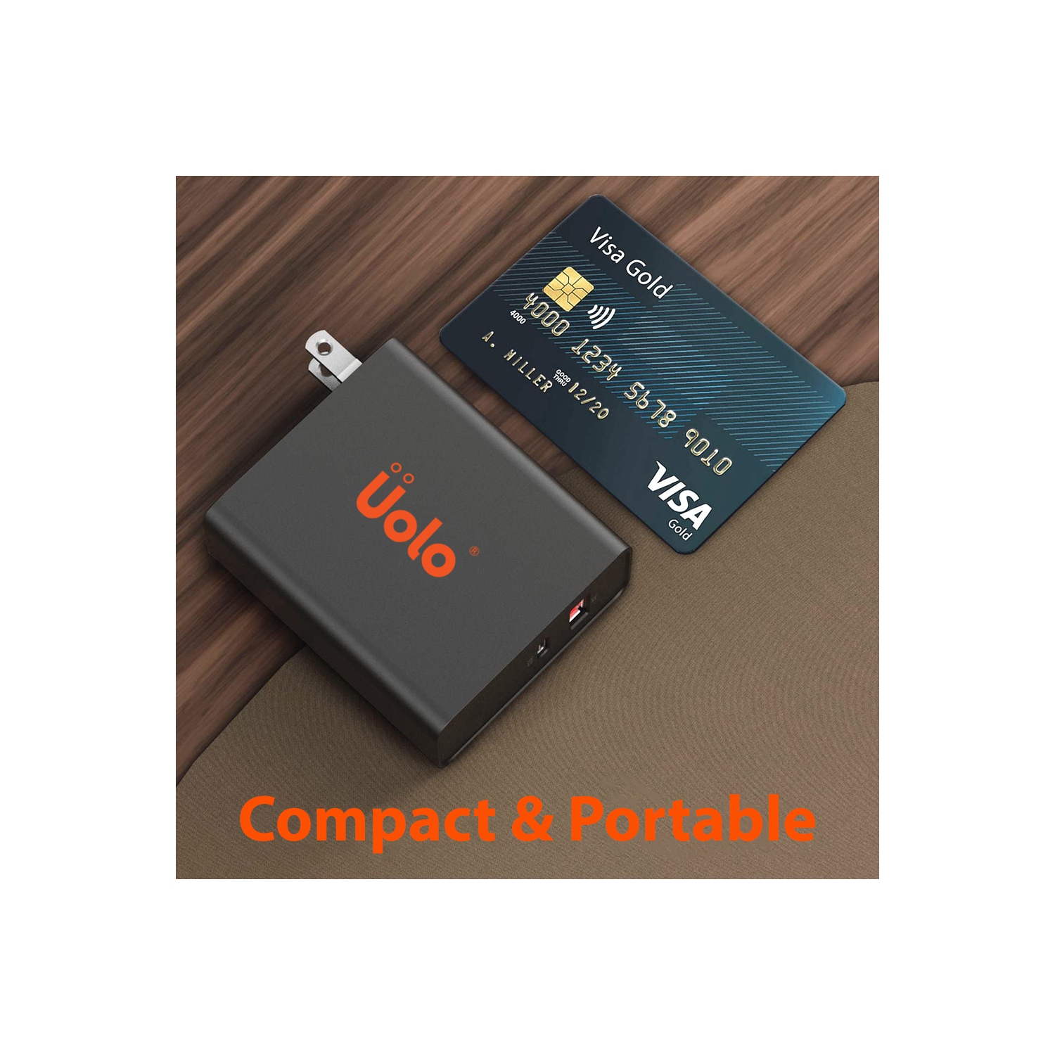 Uolo Volt 39W USB-C PD Wall Charger [51W Total] with 12W USB-A Port - Dual Port PD Wall Charger - For iPhone Fast Charge