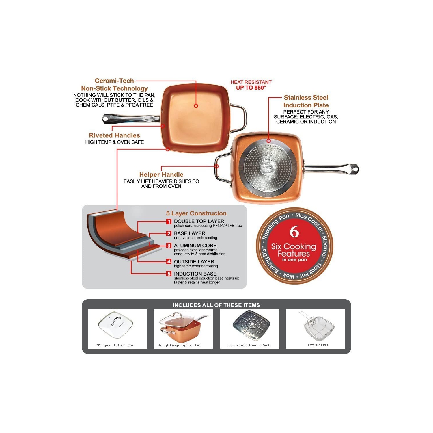 Simple & CO KGI-2277 Batterie de cuisine en cuivre de 8 pièces