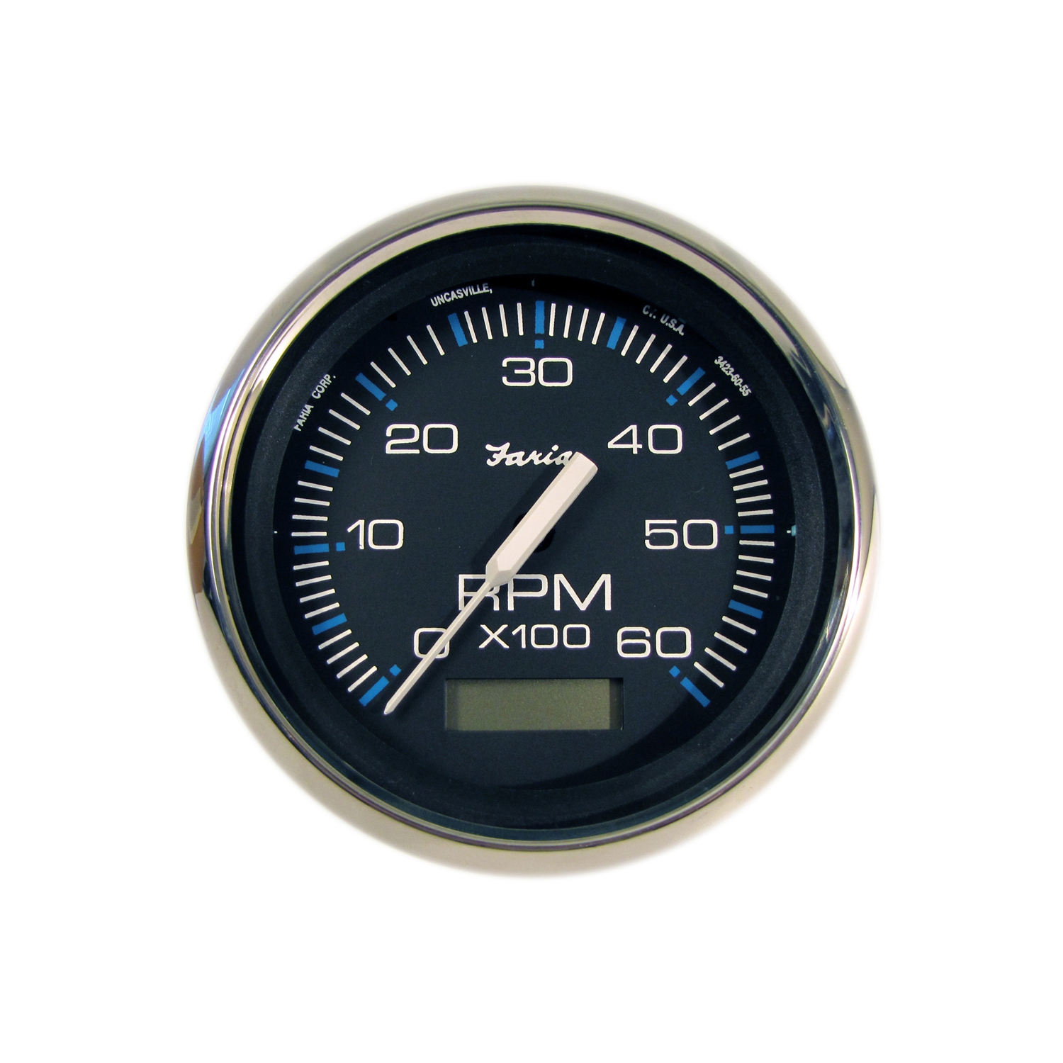 Faria Chesapeake Black SS 4" Tachometer w/Hourmeter - 6,000 RPM