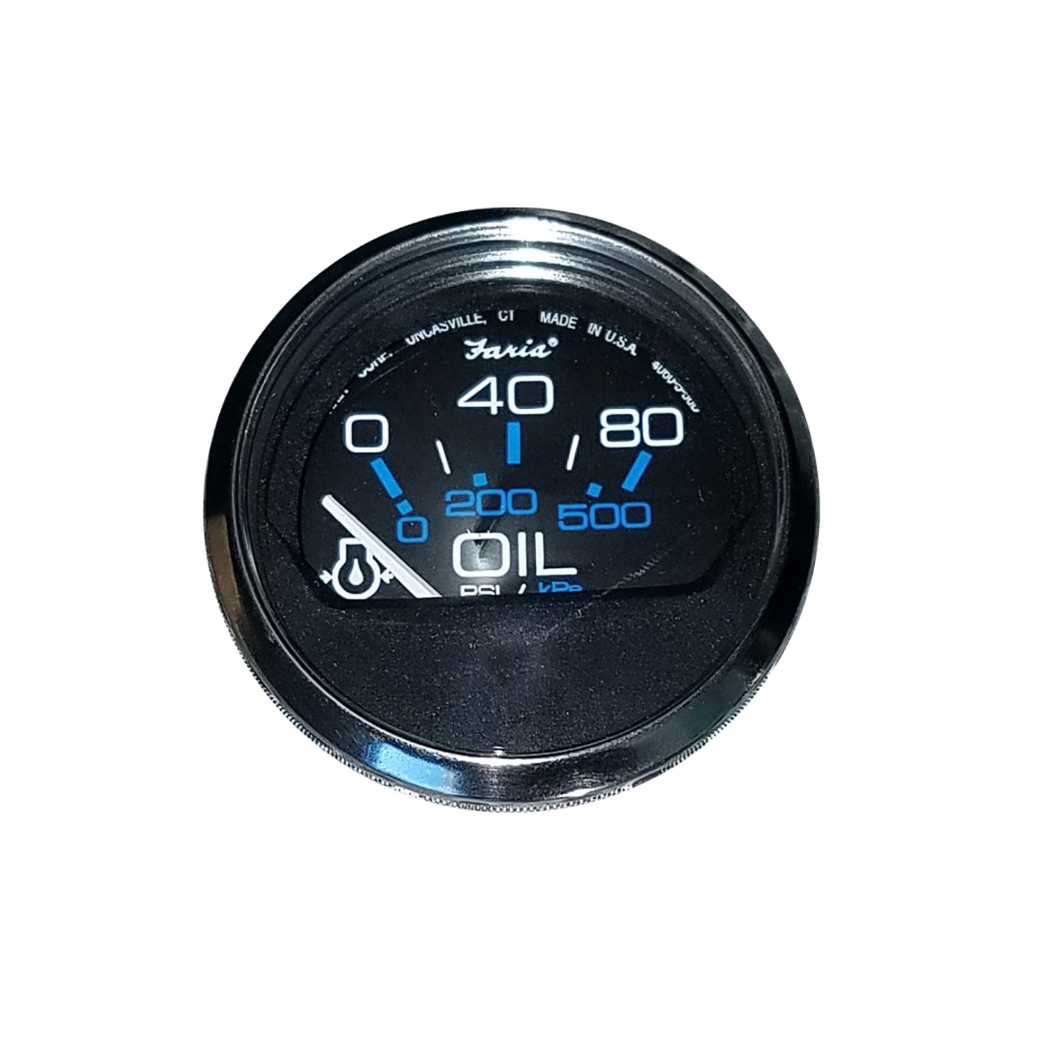 Faria Chesapeake Black SS 2" Oil Pressure Gauge - 80 PSI