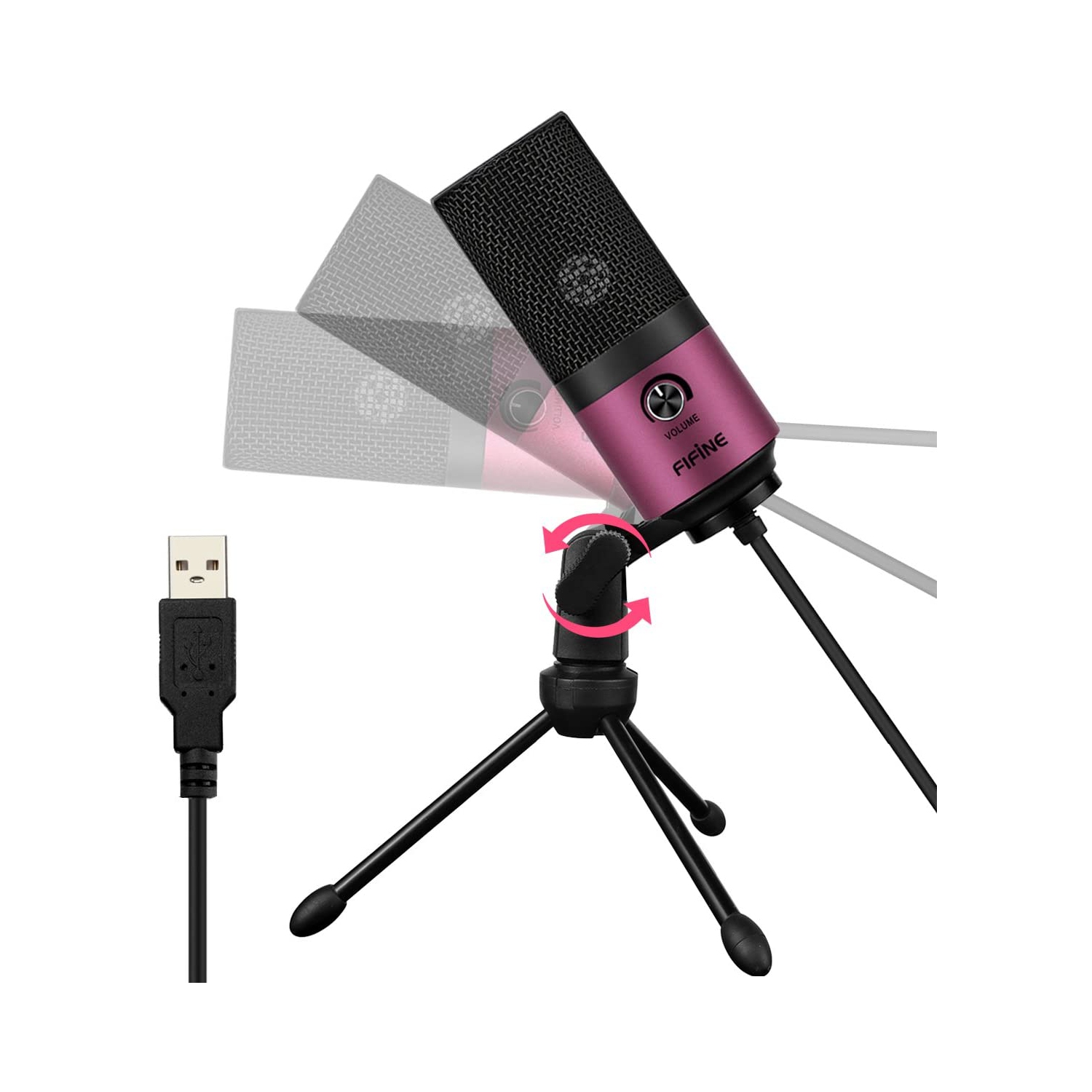 Fifine Usb Podcast Condenser Microphone Recording On Laptop, No Need Sound Card Interface and Phantom Power-K669