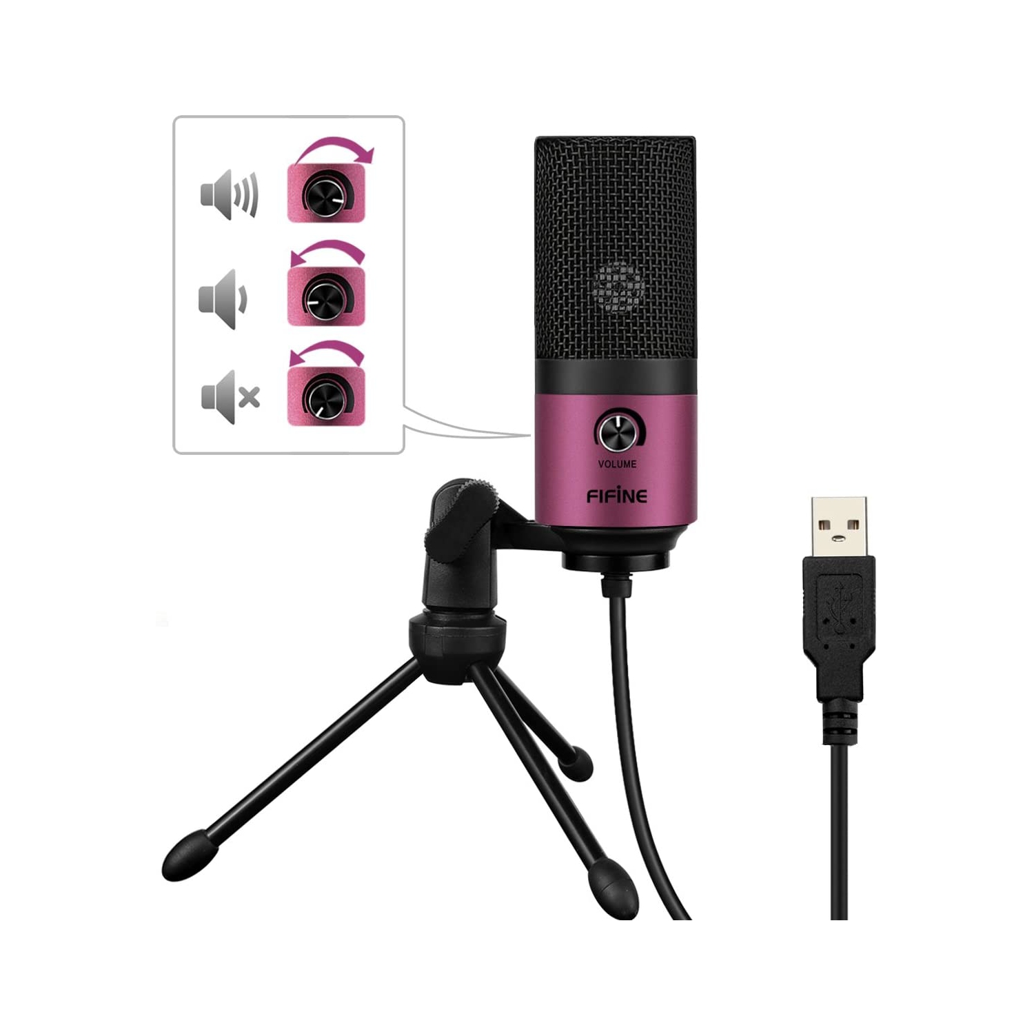 Fifine Usb Podcast Condenser Microphone Recording On Laptop, No Need Sound Card Interface and Phantom Power-K669