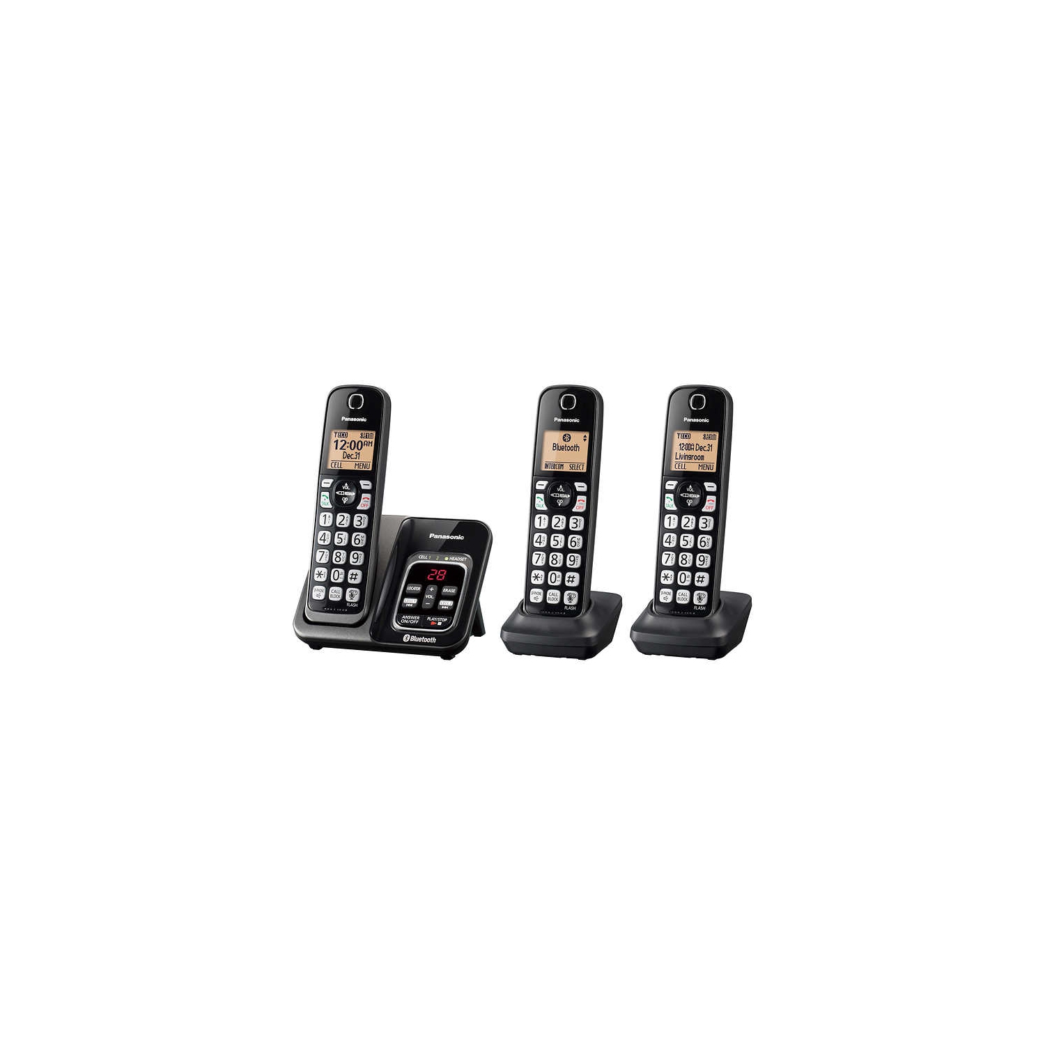 Panasonic KX-TG273CSK 3 Handsets DECT 6.0 Digital Phone System (Link-To-Cell) - Refurbished
