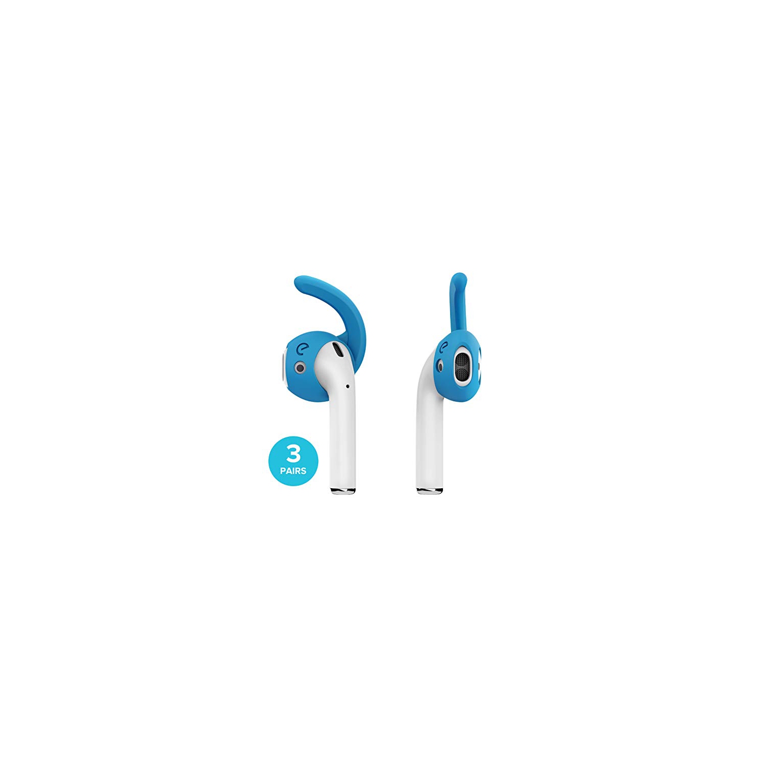 EarBuddyz 2.0 Ear Hooks and Covers Accessories for Apple AirPods or EarPods Headphones/Earphones/Earbuds (3 Pairs) (Sky Blue)