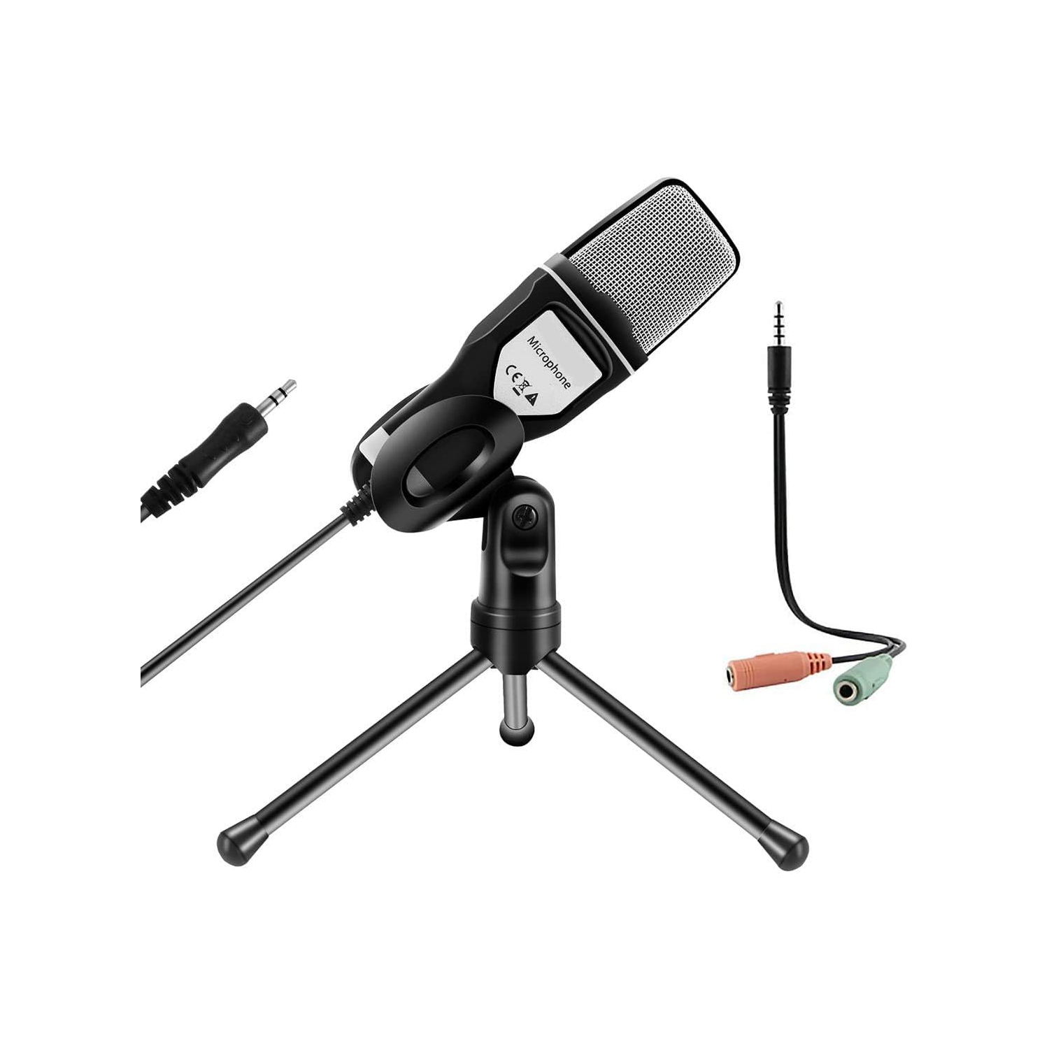 Computer Microphone, Podcast Condenser Microphone, Portable 3.5mm Plug and Play PC Microphone with Tripod Stand for YouTube Recording, Skype, Online