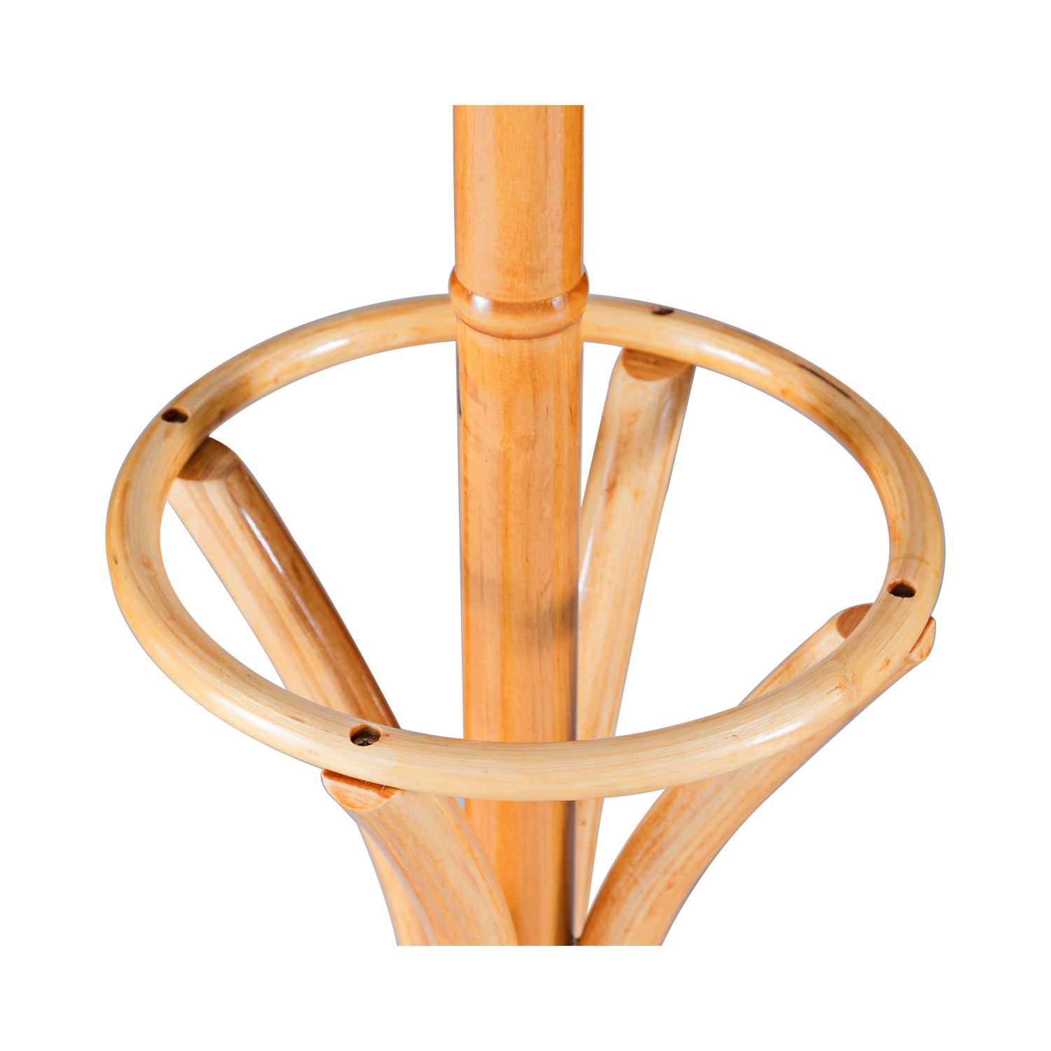 Gymax Wood Standing Hat Coat Rack Jacket Bag Hanger Tree 12 Hooks w/ Umbrella Stand