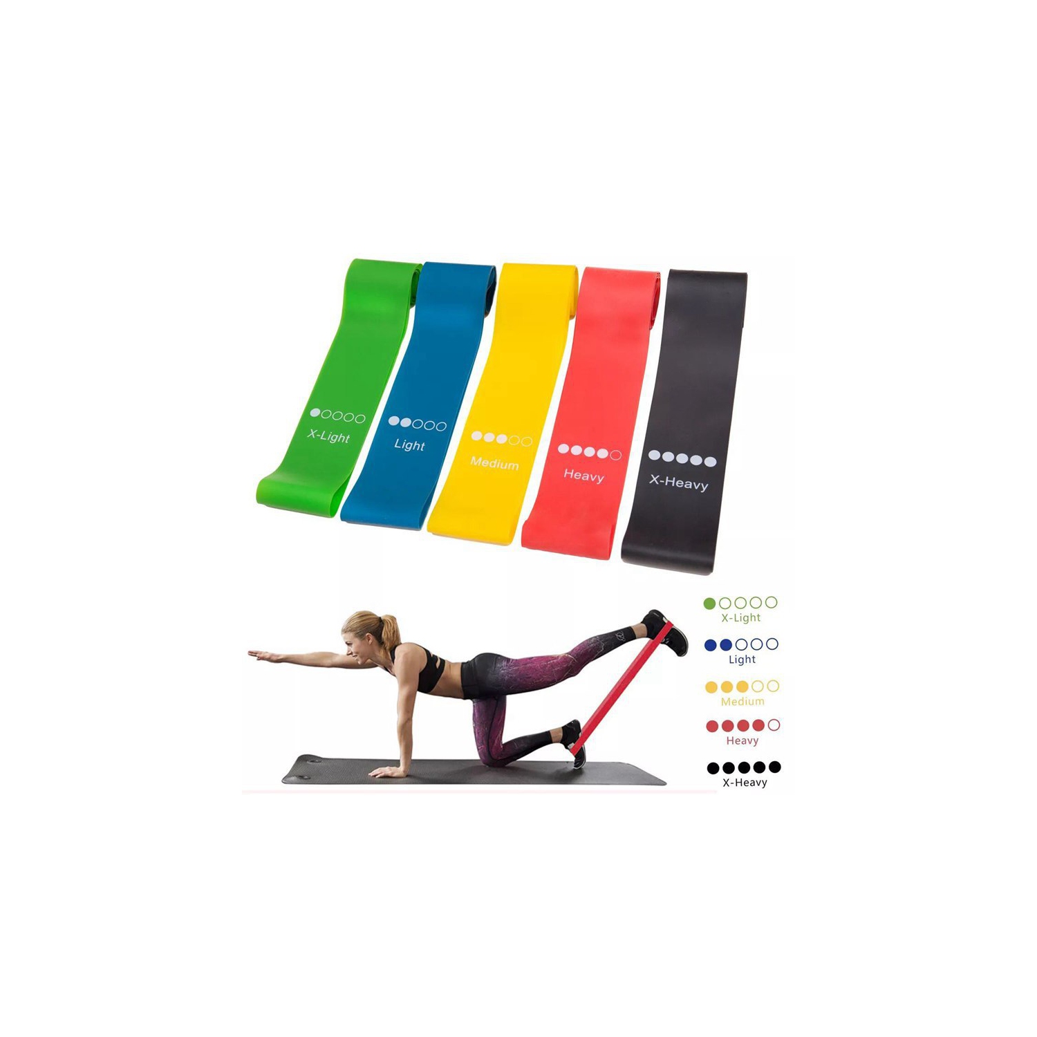 Resistance Bands-Exercise Workout Bands Resistance Loop Bands for Legs and Butt  Fitness Theraband Band Set of 5