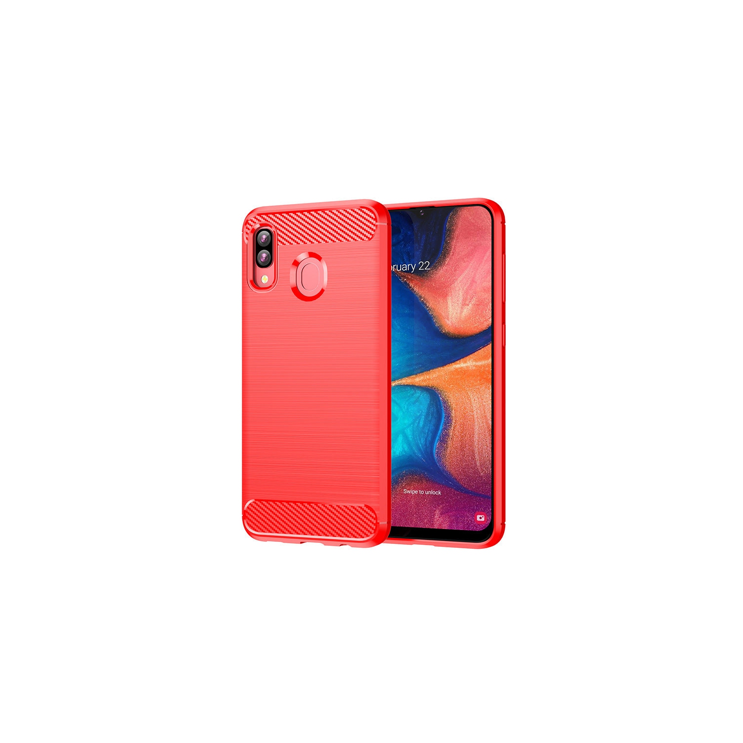 PANDACO Red Brushed Metal Case for Samsung Galaxy A20