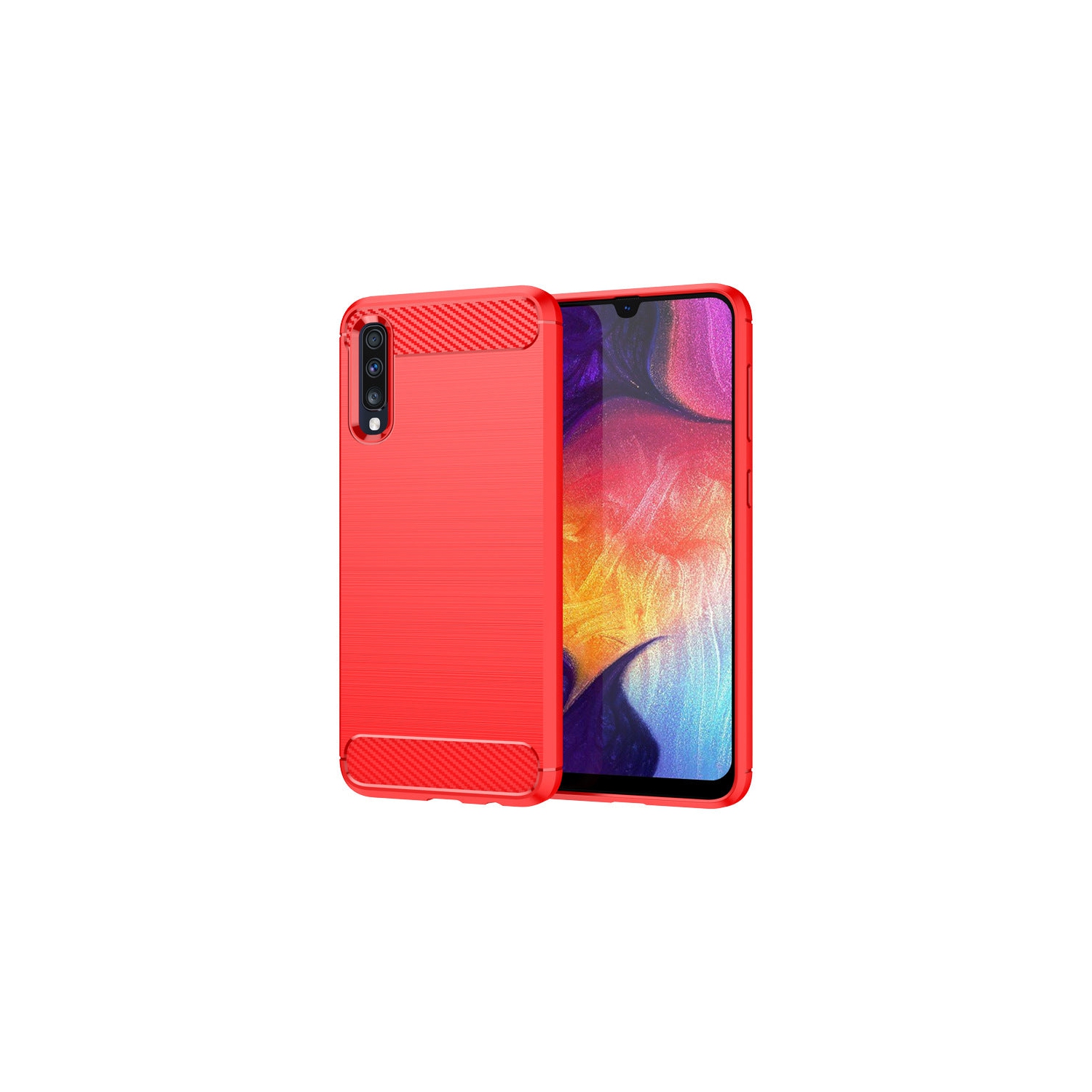 PANDACO Red Brushed Metal Case for Samsung Galaxy A50