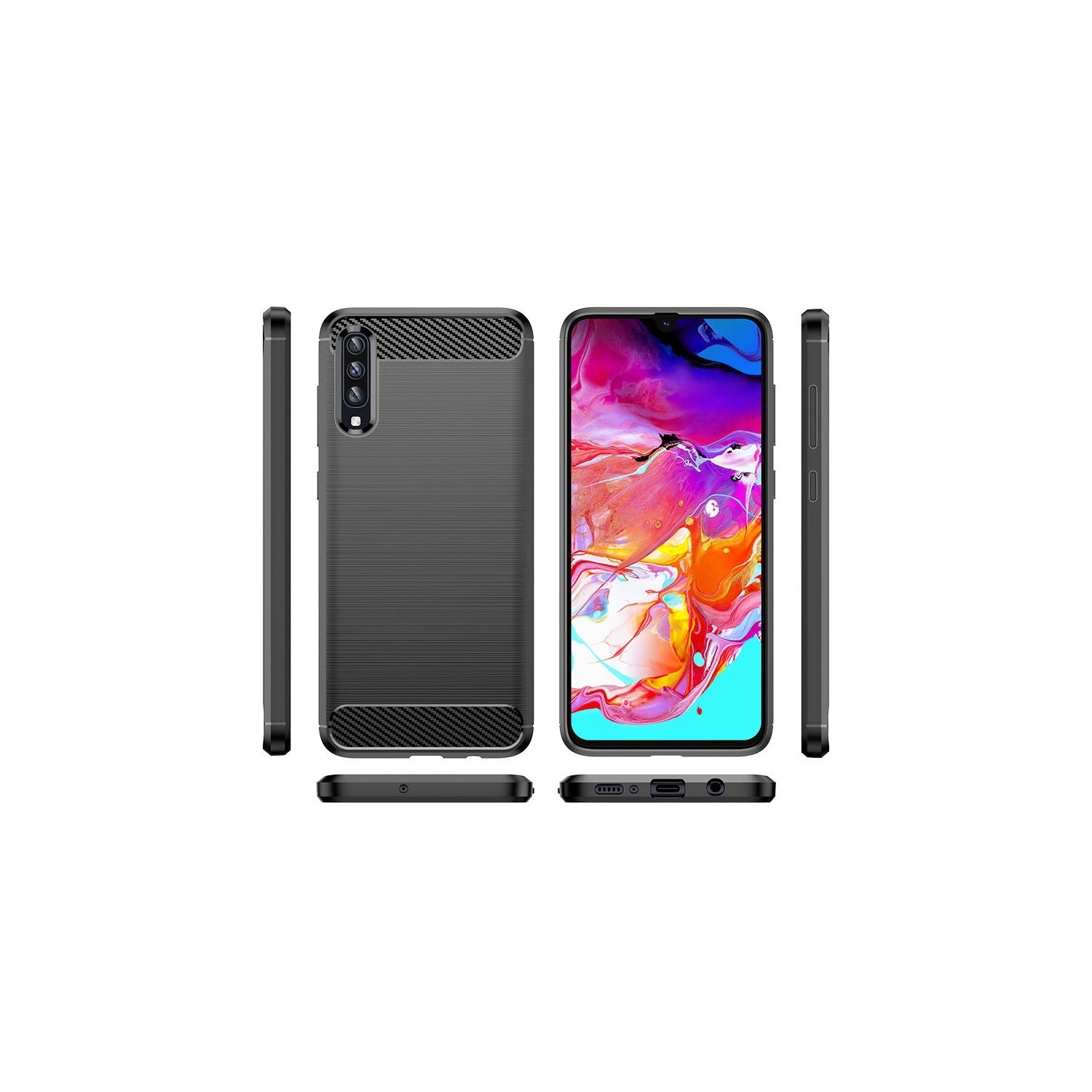 PANDACO Black Brushed Metal Case for Samsung Galaxy A70
