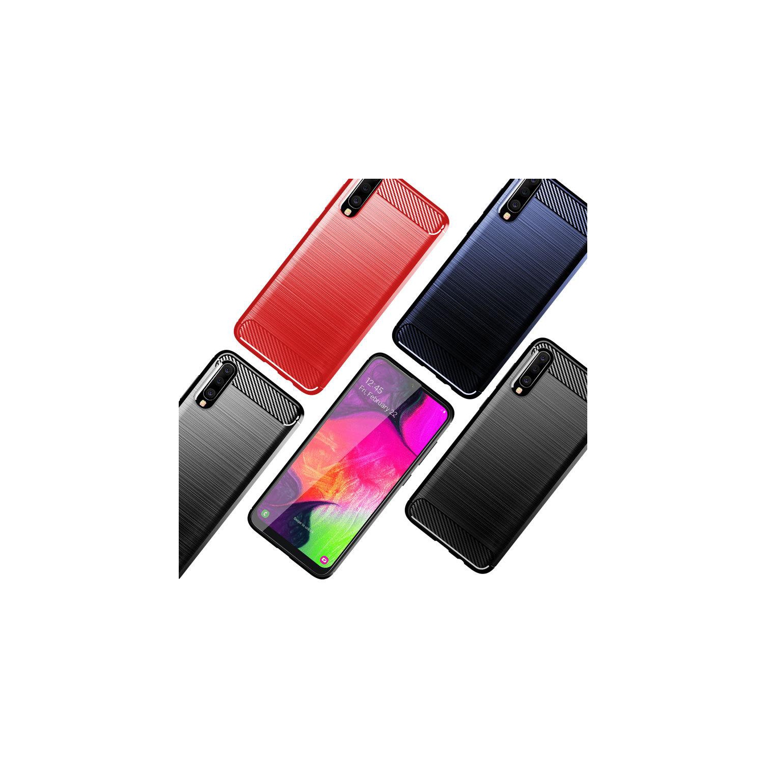 PANDACO Black Brushed Metal Case for Samsung Galaxy A70