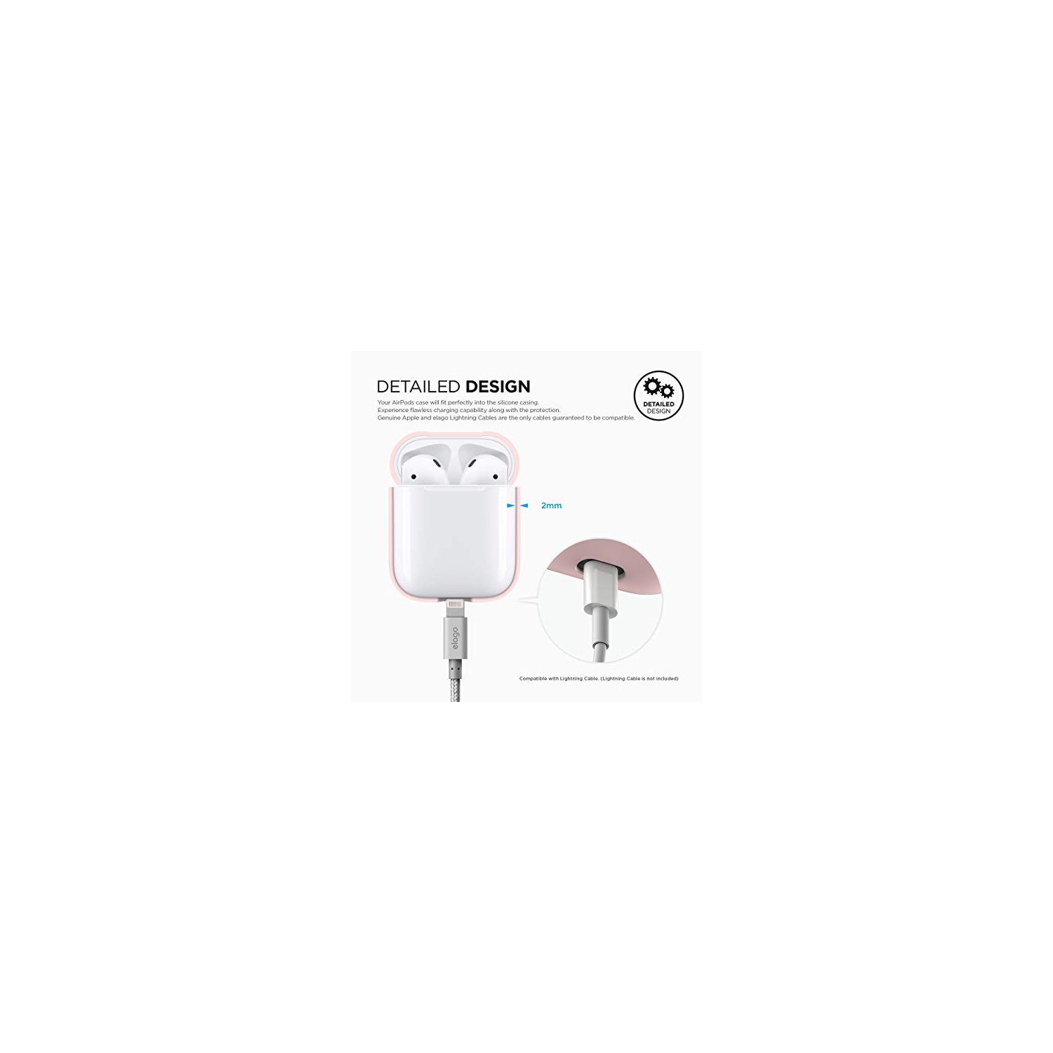 elago Silicone Case Designed for Apple AirPods Case 1 and 2 [Pink]