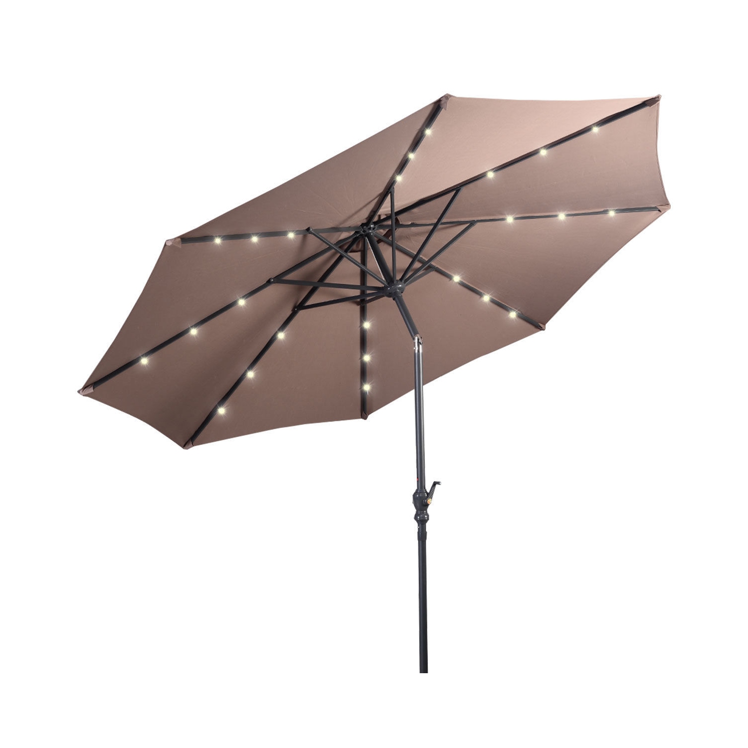 10ft Patio Solar Umbrella LED Patio Market Steel Tilt w/ Crank Outdoor