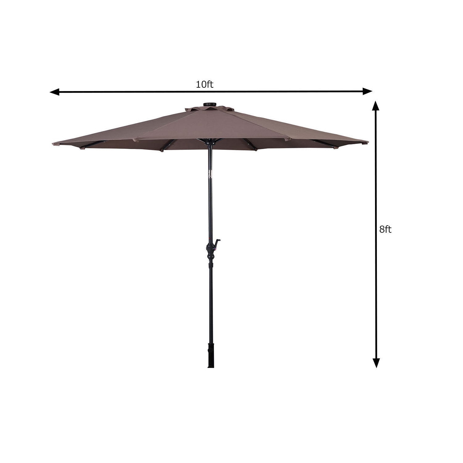 10ft Patio Solar Umbrella LED Patio Market Steel Tilt w/ Crank Outdoor
