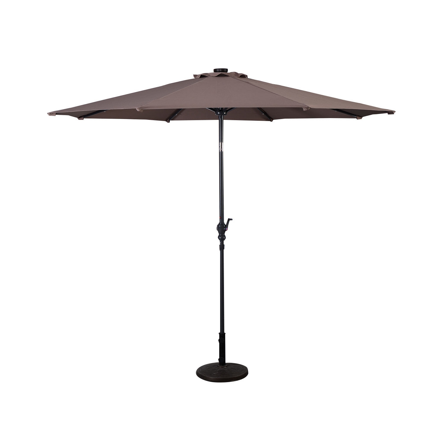 10ft Patio Solar Umbrella LED Patio Market Steel Tilt w/ Crank Outdoor