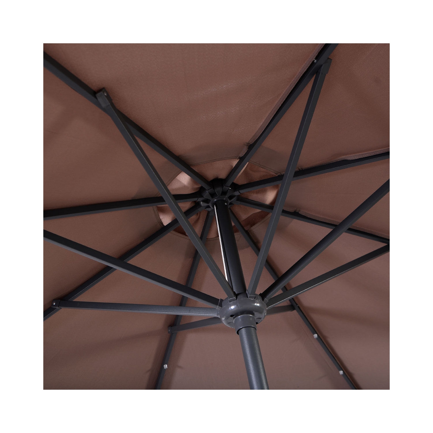 10ft Patio Solar Umbrella LED Patio Market Steel Tilt w/ Crank Outdoor