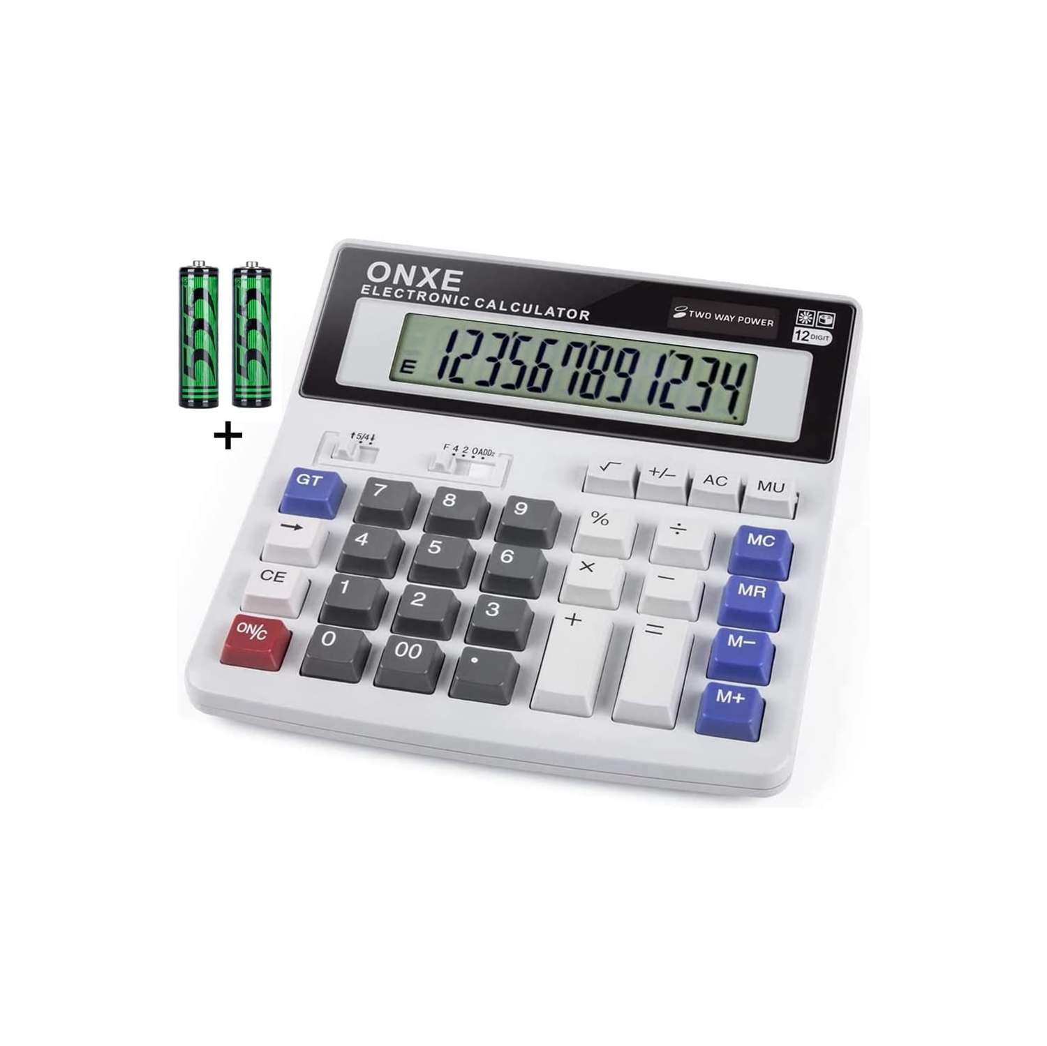 Function Scientific Electronics – calculatrices de bureau, solaire et batterie double alimentation, grand écran ACL à 12 chiffres et grand bouton