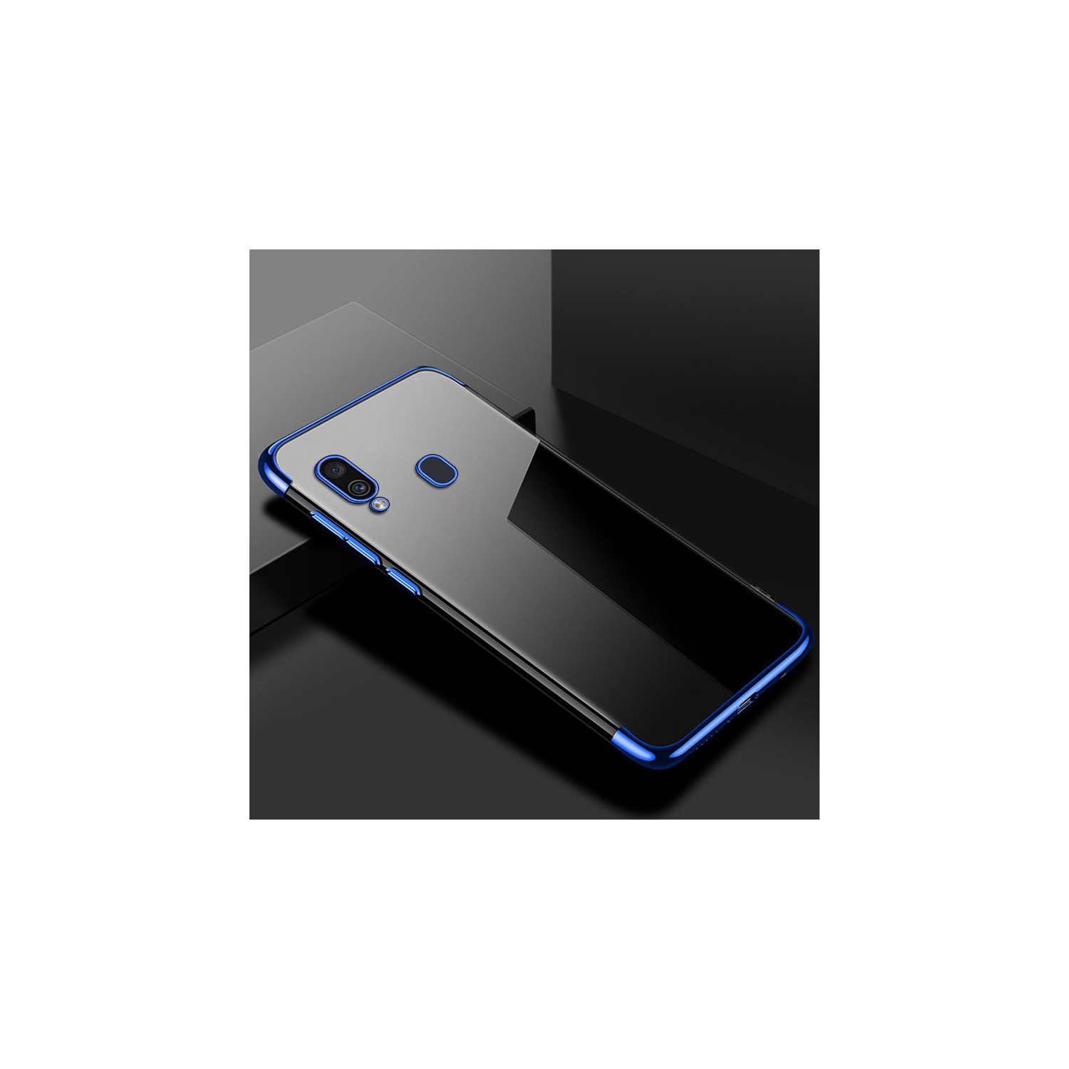 PANDACO Blue Trim Clear Case for Samsung Galaxy A20
