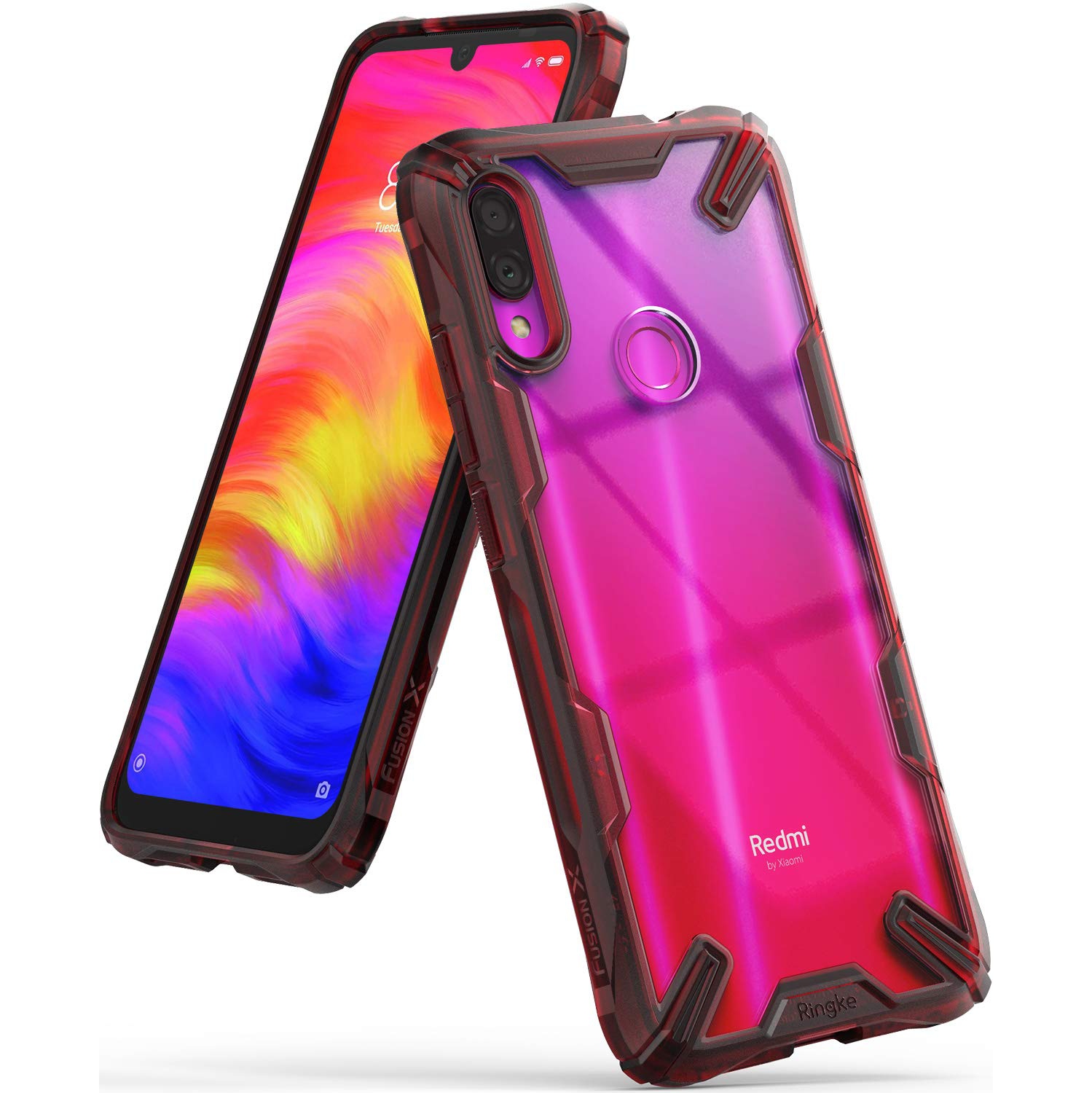 Ringke Fusion-X Designed for Xiaomi Redmi Note 7, Note 7 Pro Case, PC + Flexible TPU Protection Cover - Ruby Red