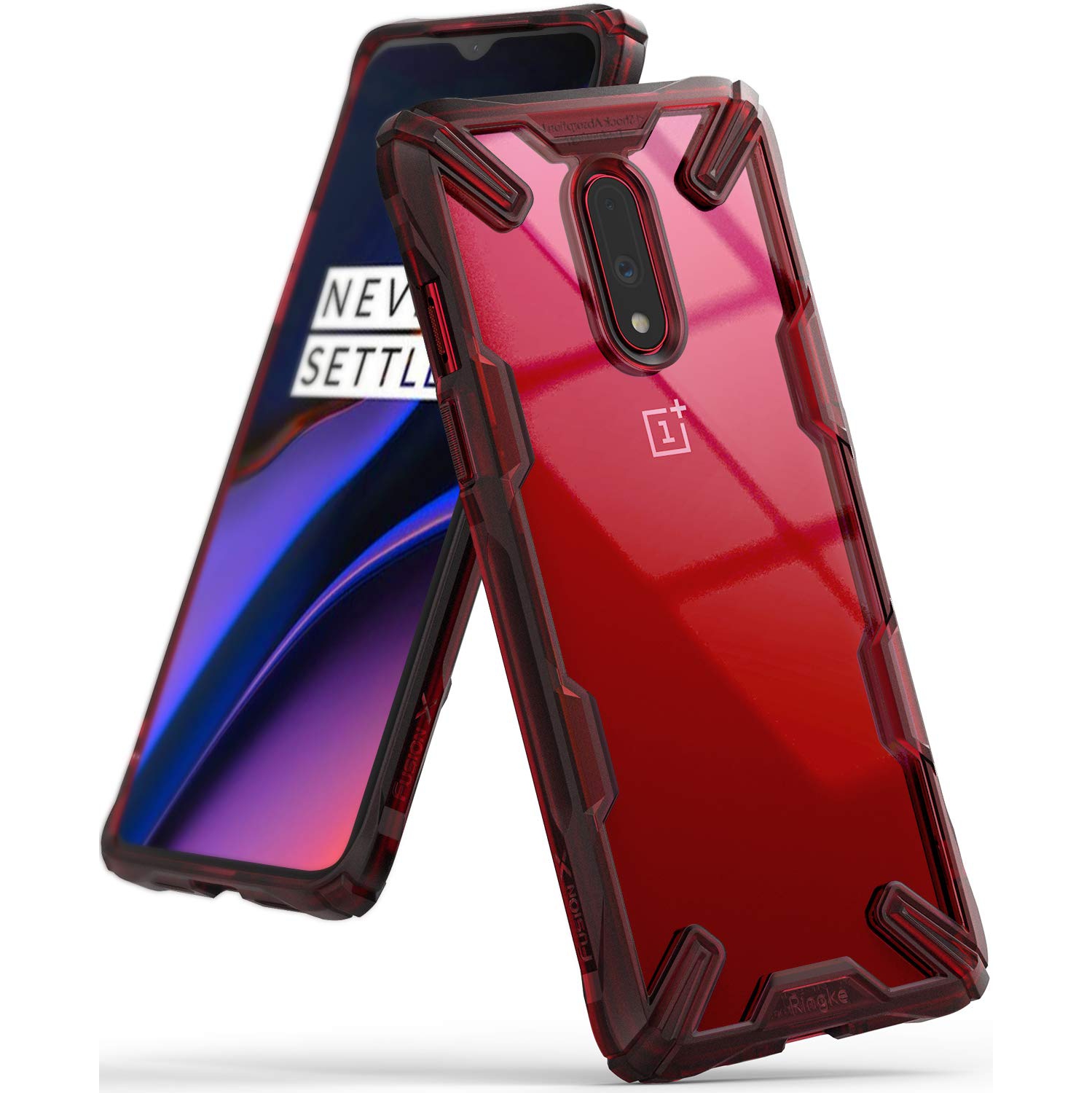 Ringke Fusion-X Designed for OnePlus 7 Case Impact Resistant Protection Cover for OnePlus 7 (6.4") - Ruby Red