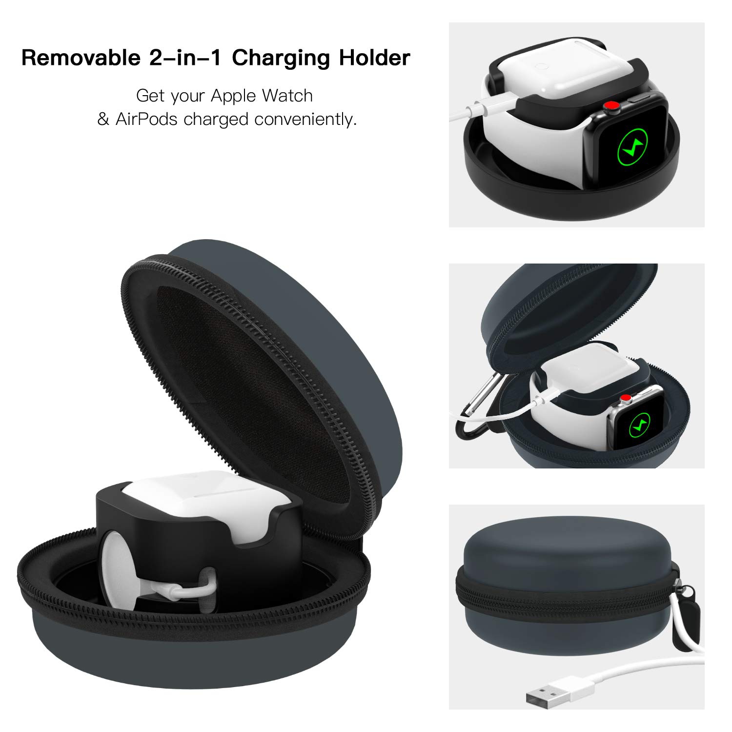 Protective Storage Box Compatible with Apple Watch Series 4/3/2/1, Airpods 2 & 1 Charging Case Station Dock