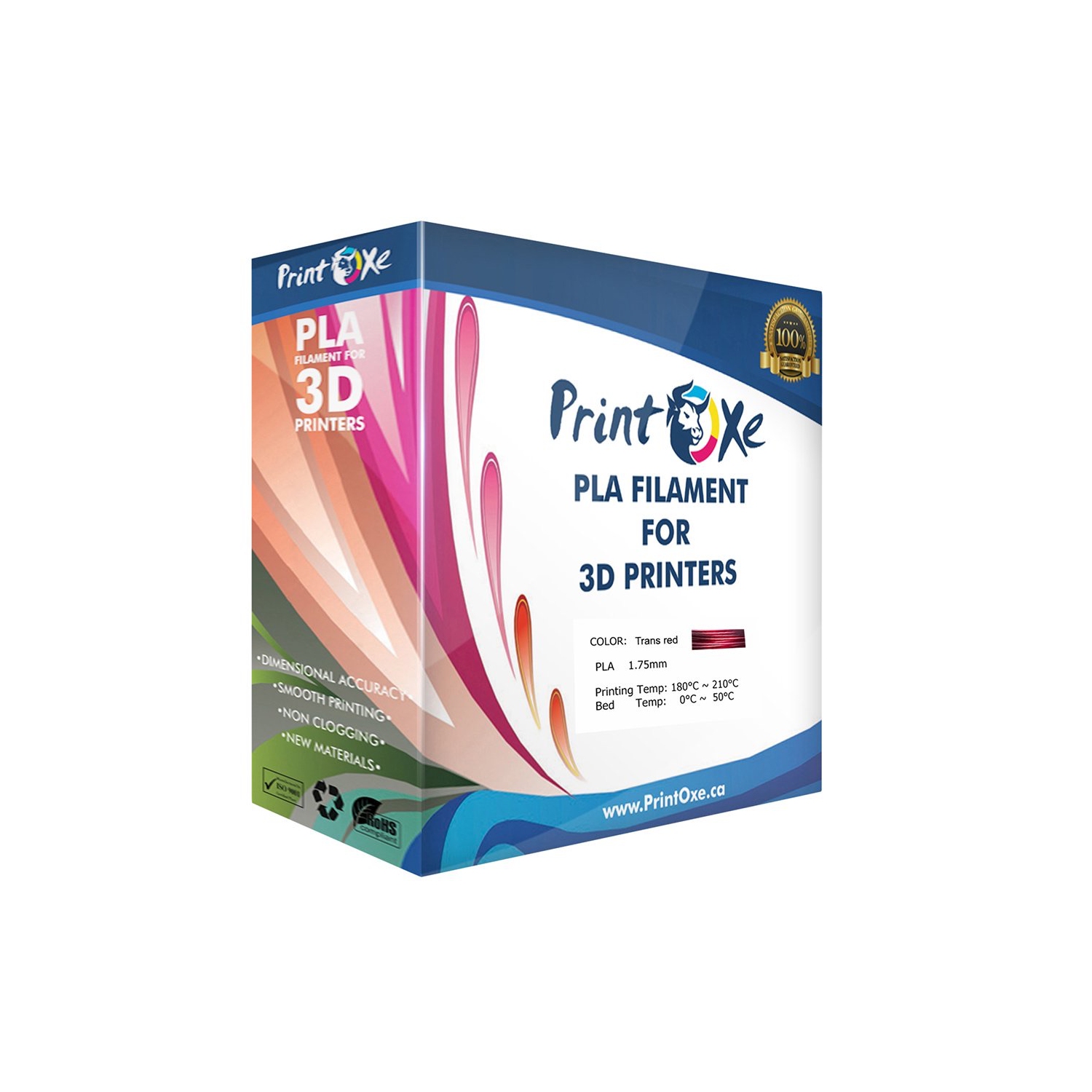 3D Transparent Red Colour PLA Filament for 3D Printers - 1.75 mm Diameter - 1 Kg Net on Spool Dimensional Accuracy +/- 0.03 mm PRINTOXE® Brand