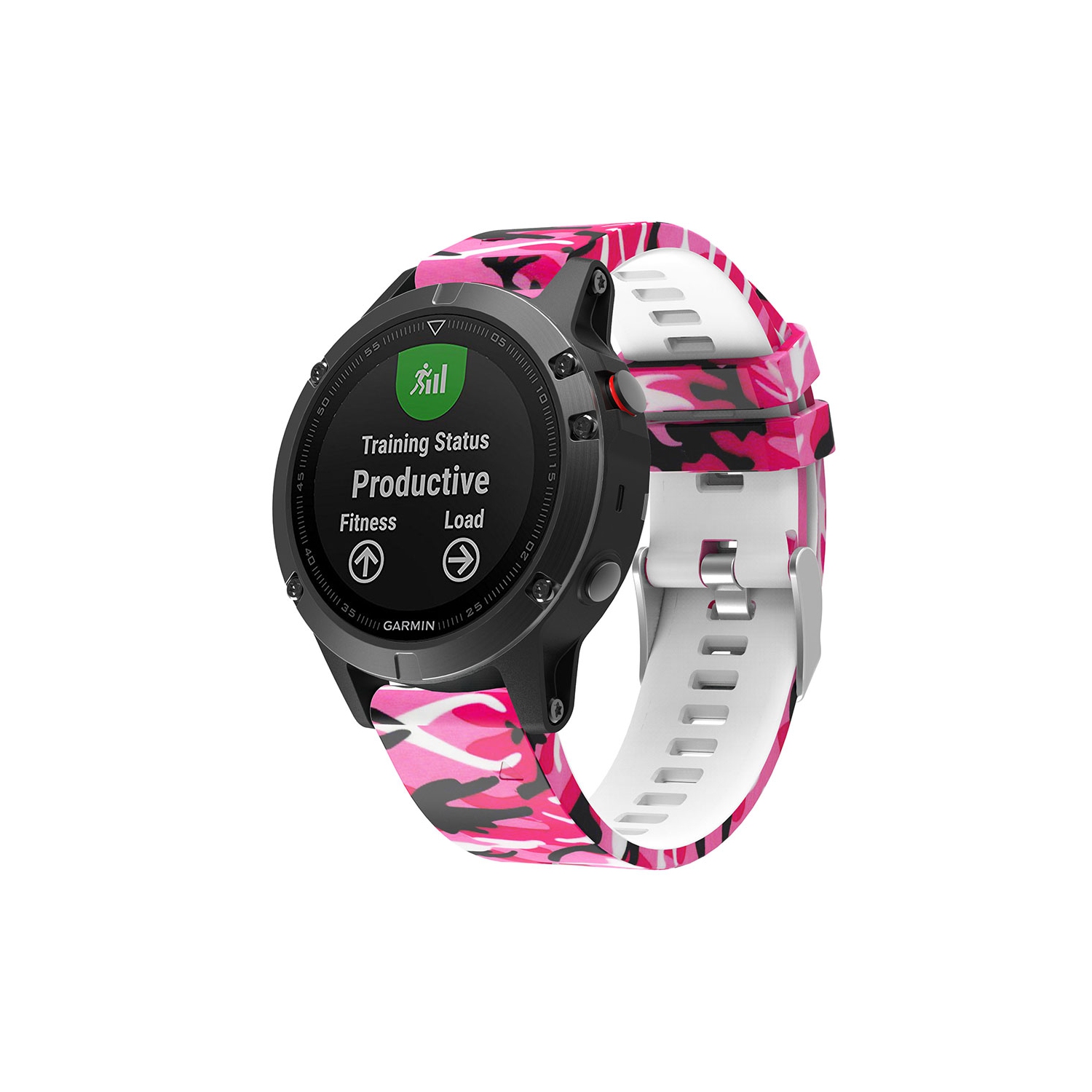StrapsCo QuickFit 22 Silicone Rubber Watch Band Strap Compatible with Garmin Fenix 5 & Forerunner 935 & Instinct - Pink Camo