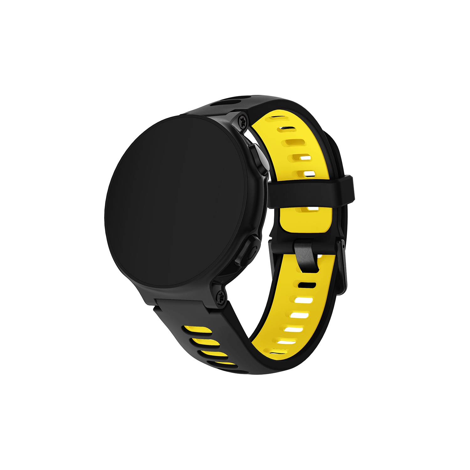 StrapsCo Rubber Watch Band Strap for Garmin Forerunner 200/230/235/620/630/735XT & Approach S5/S6/S20 - Black & Yellow