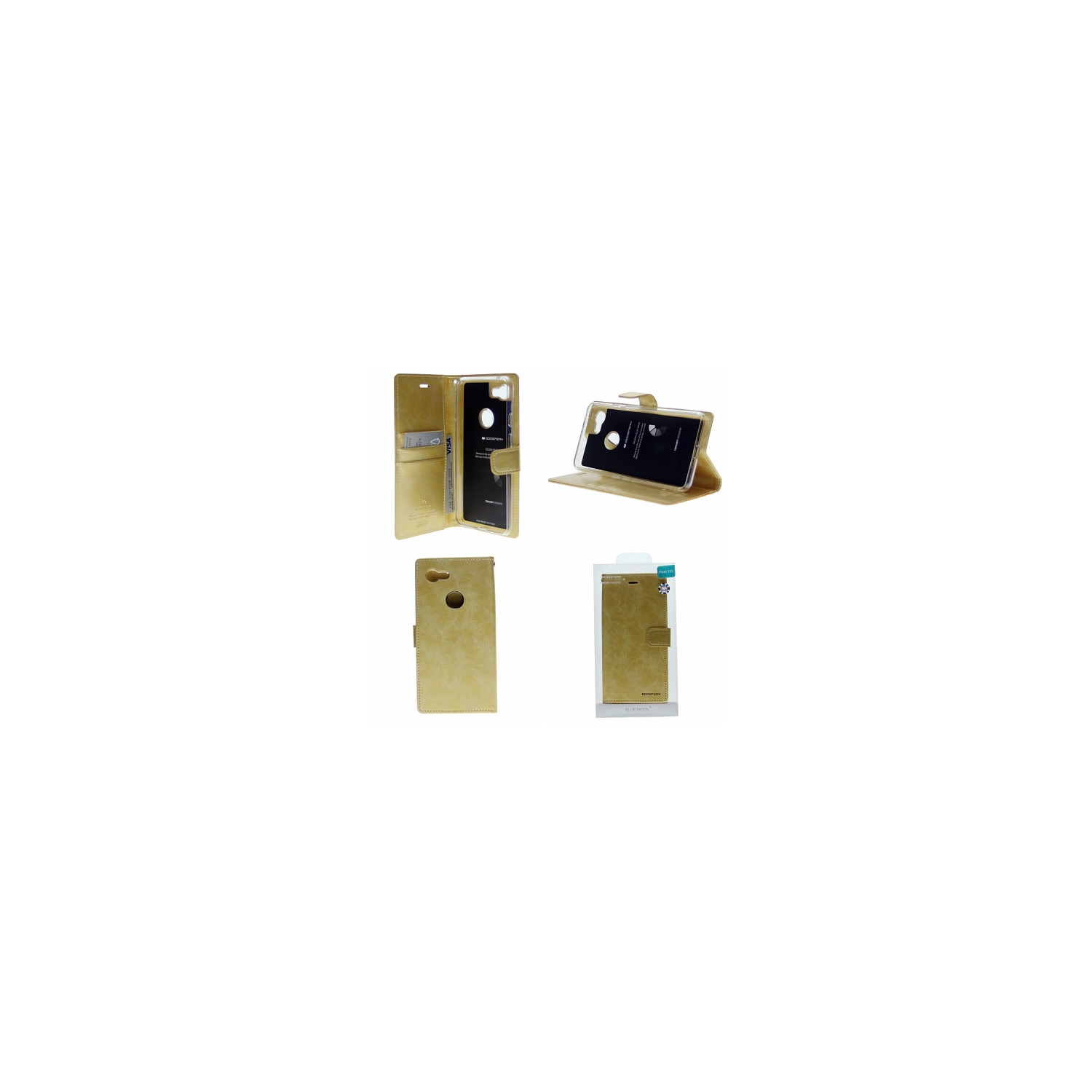 TopSave Goospery Bluemoon Diary Case For Google Pixel 3A, Gold