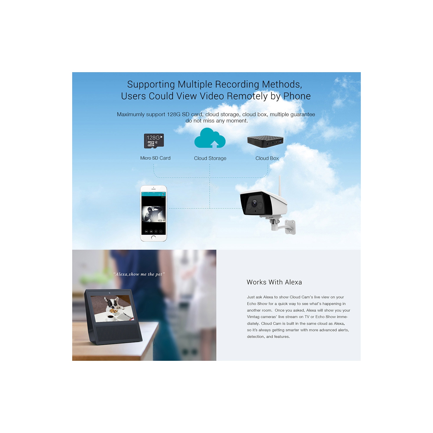 Caméra IP sans fil IP Ultra HD B5 de VImtag caméra ext. Étanche IP66, détection de mouvement et vision nocturne