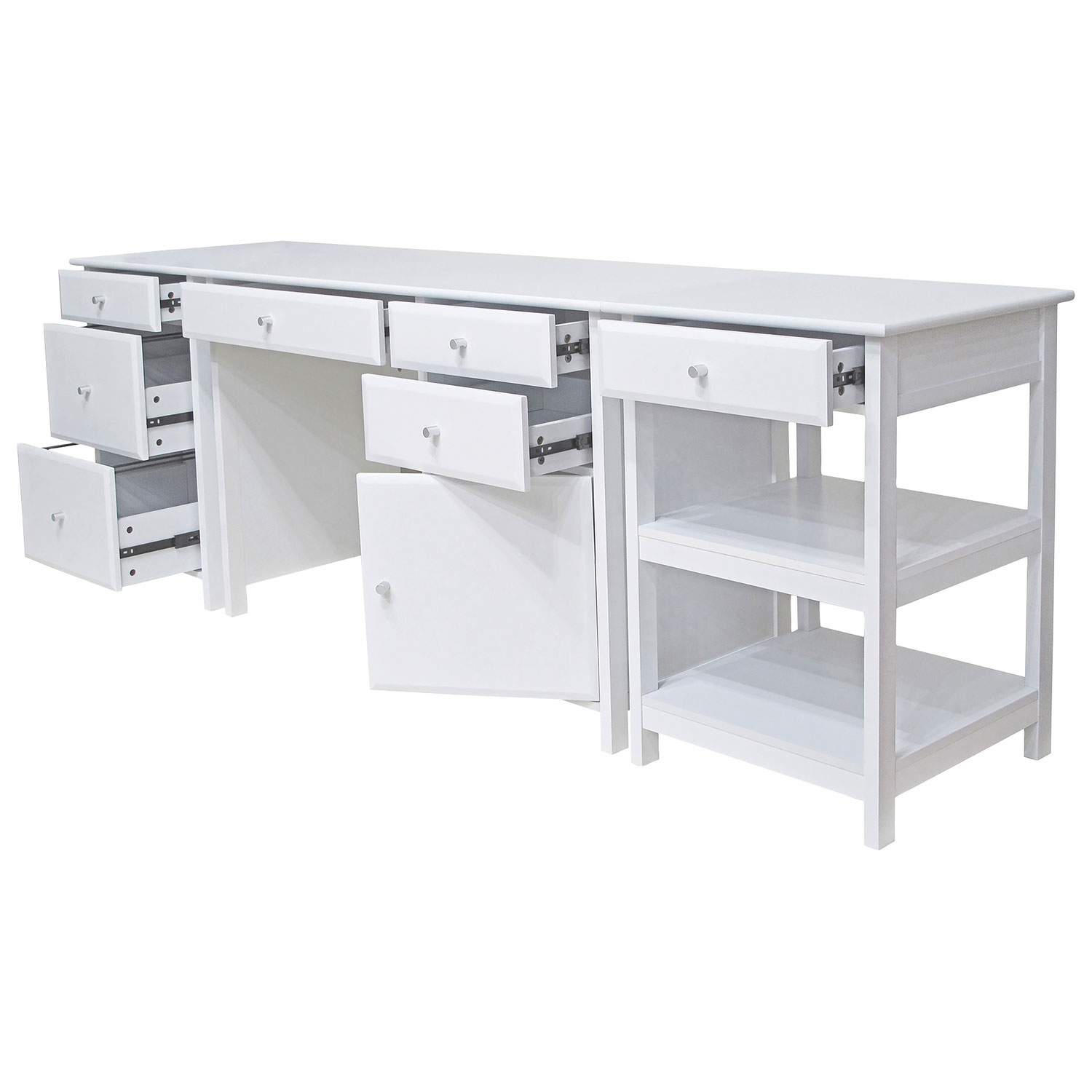Bureau d'ordinateur Delta avec classeur et table pour imprimante - Blanc