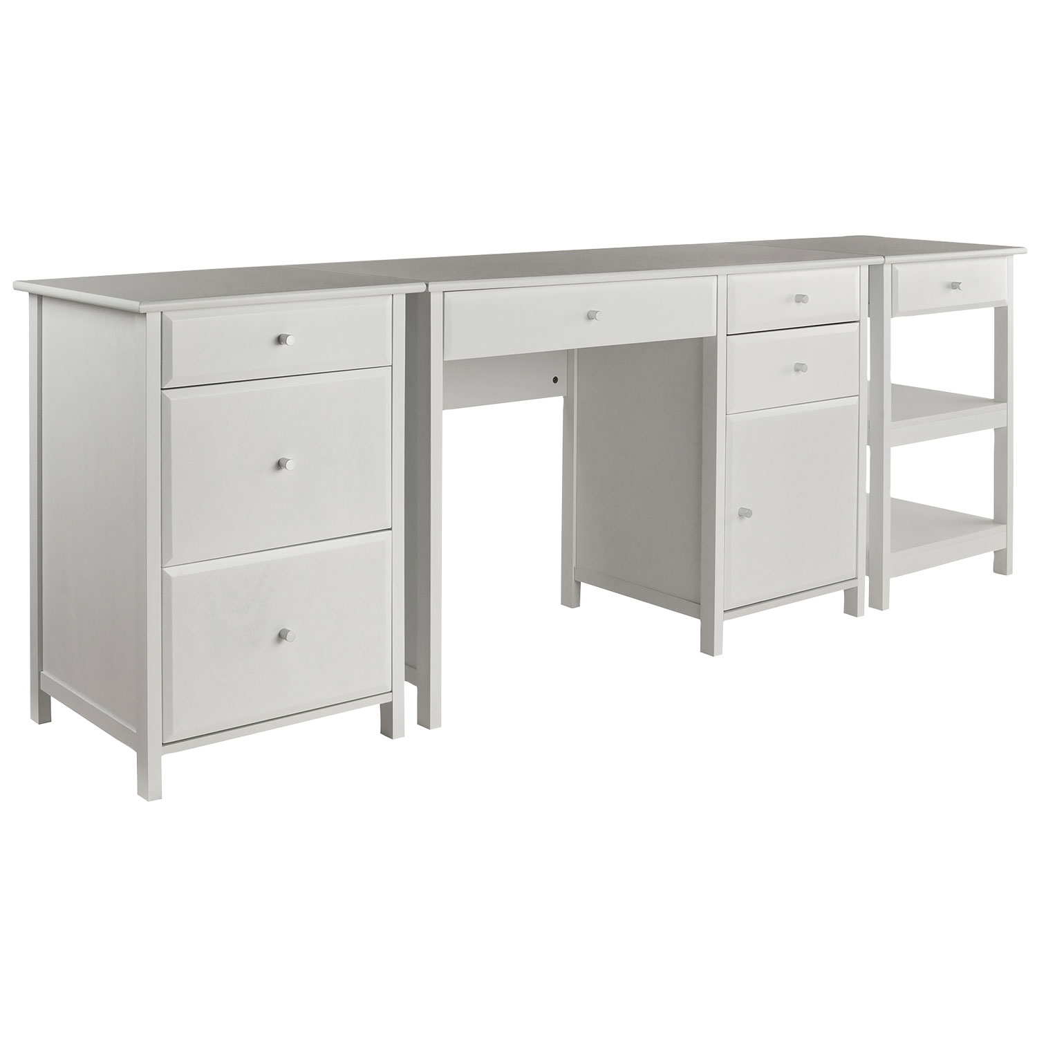 Bureau d'ordinateur Delta avec classeur et table pour imprimante - Blanc